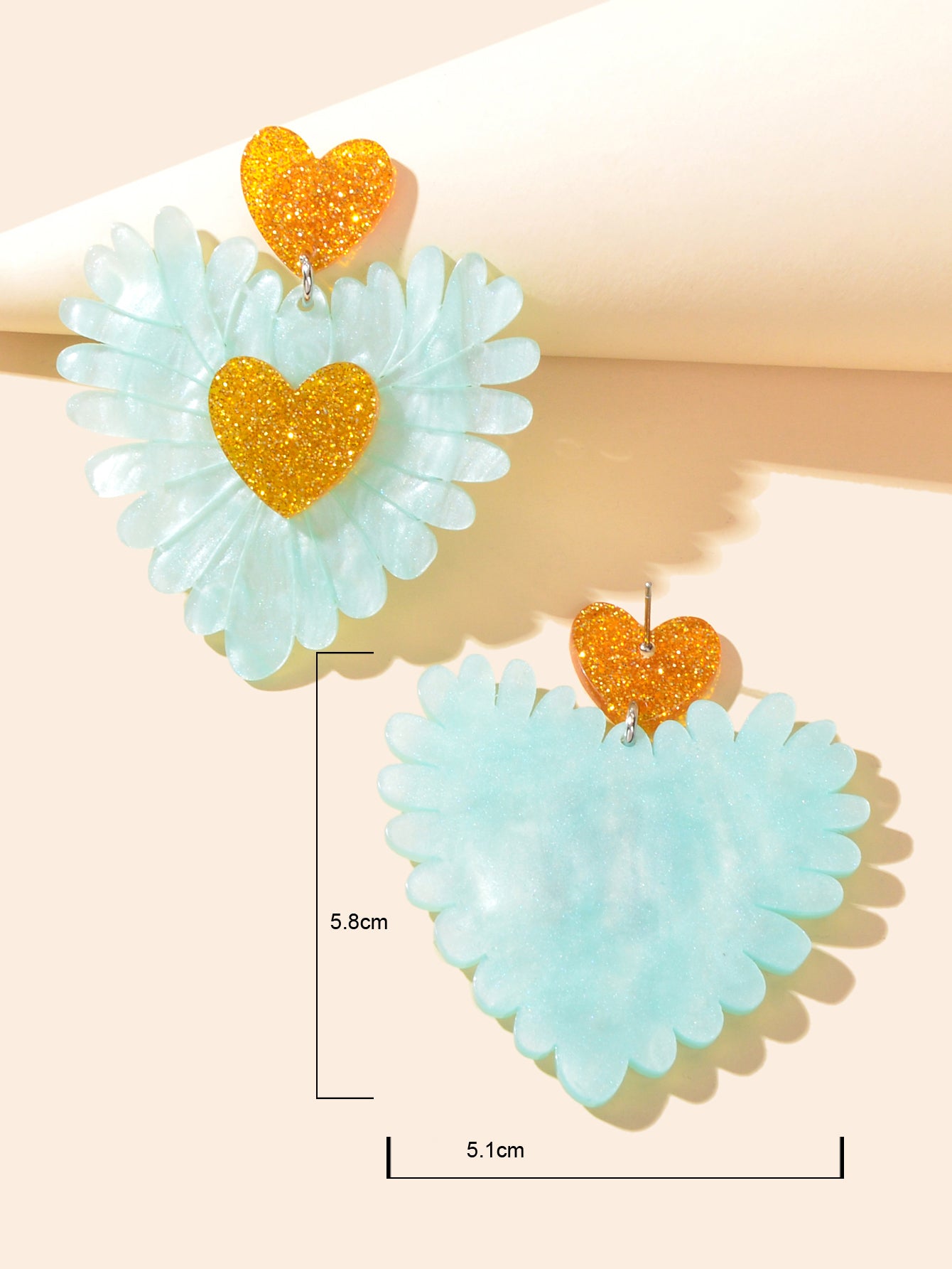 Sweet Holiday Acrylic Purple Flower Heart Earrings Valentine's Day Gift Jewelry