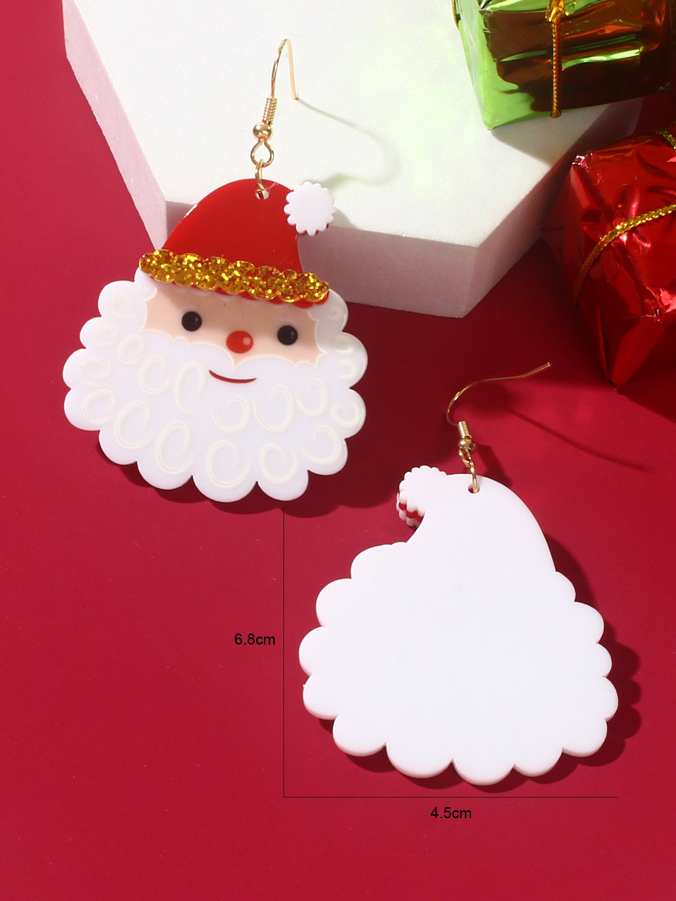 Christmas Festival Jewellery Acrylic Santa Claus Dangle Earrings Dainty Gifts