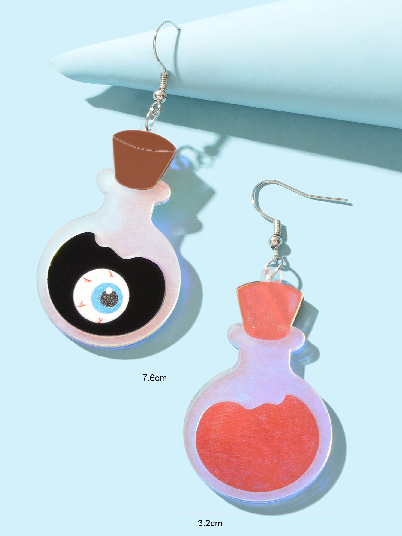 Exaggerated Cute Eye Bottle Dangle Statement Earrings Acrylic Designer Jewellery