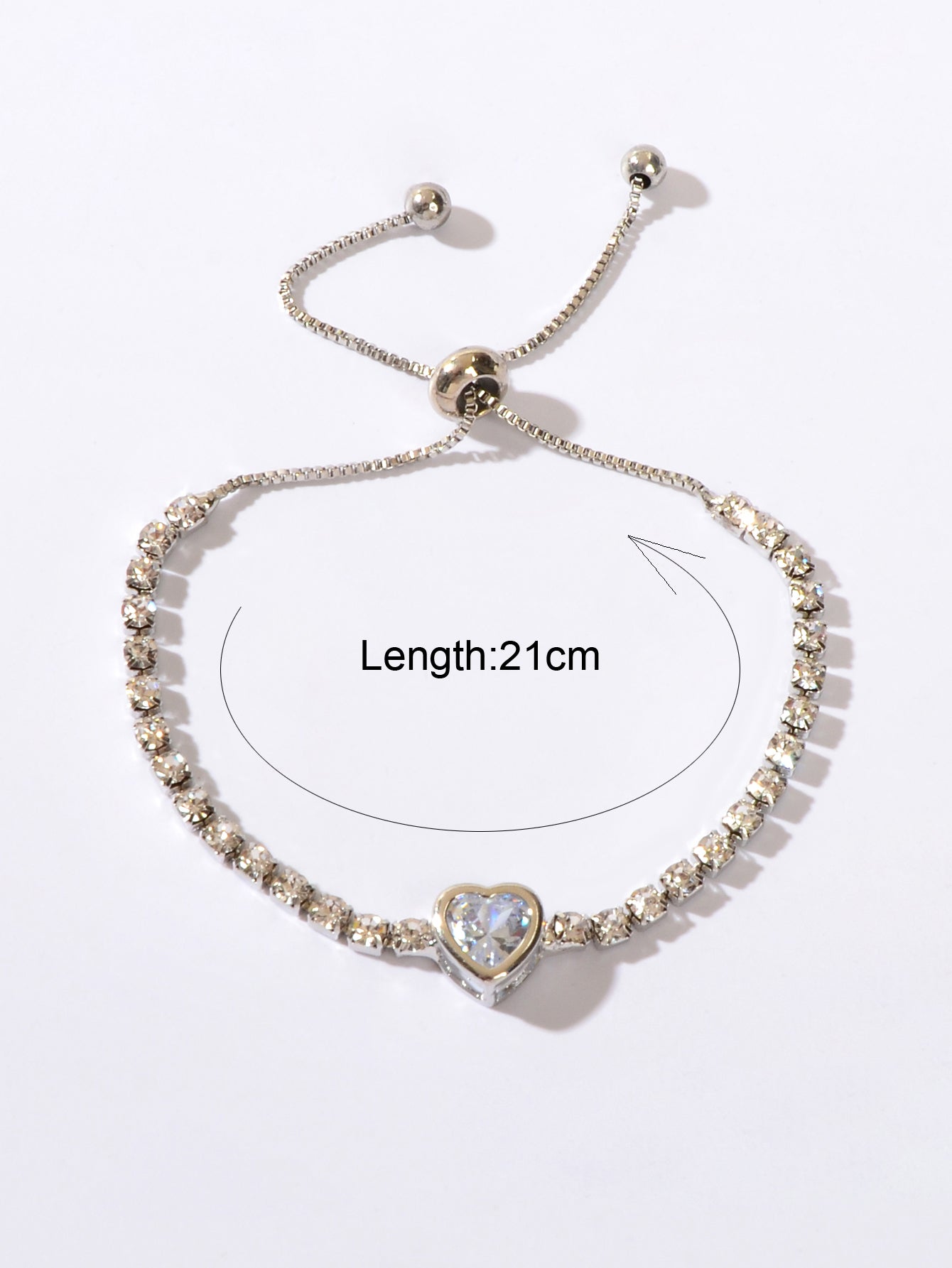 Anniversary Jewellery Shining Luxury Rhinestone Heart Adjustable Tennis Bracelet
