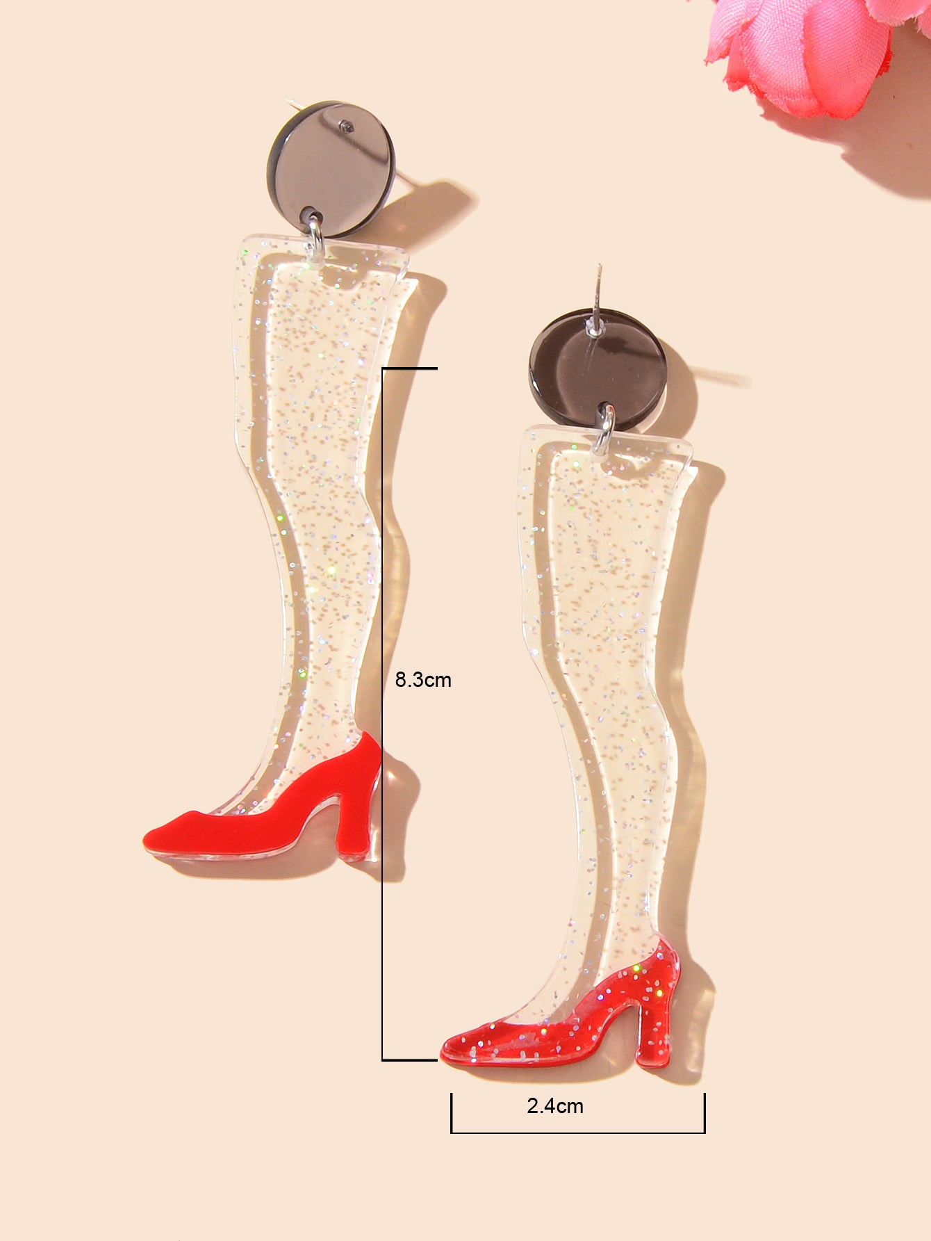 Shiny Unique Funny Resin Transparent Leg Chic High Heel Shoes Stud Earrings Gift