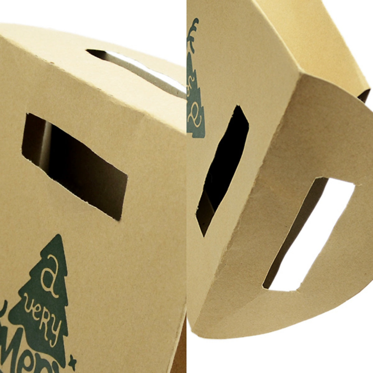 2 pc Festival Party Favors Bags Merry Christmas Pattern Big Brown Paper Gift Bag