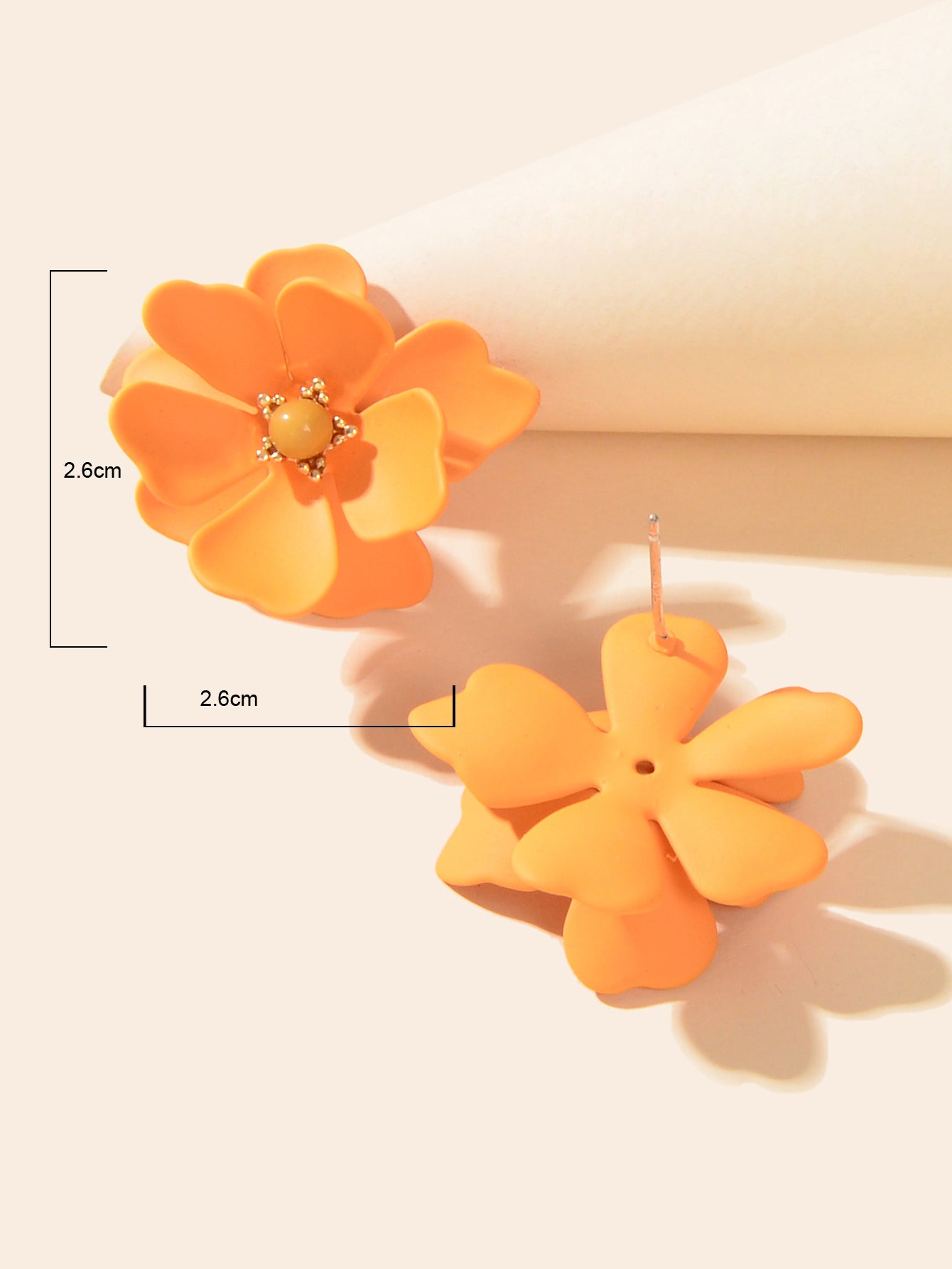 Orange Flower Stud Pierced Stereoscopic Daisy Earrings Women Elegant Jewellery