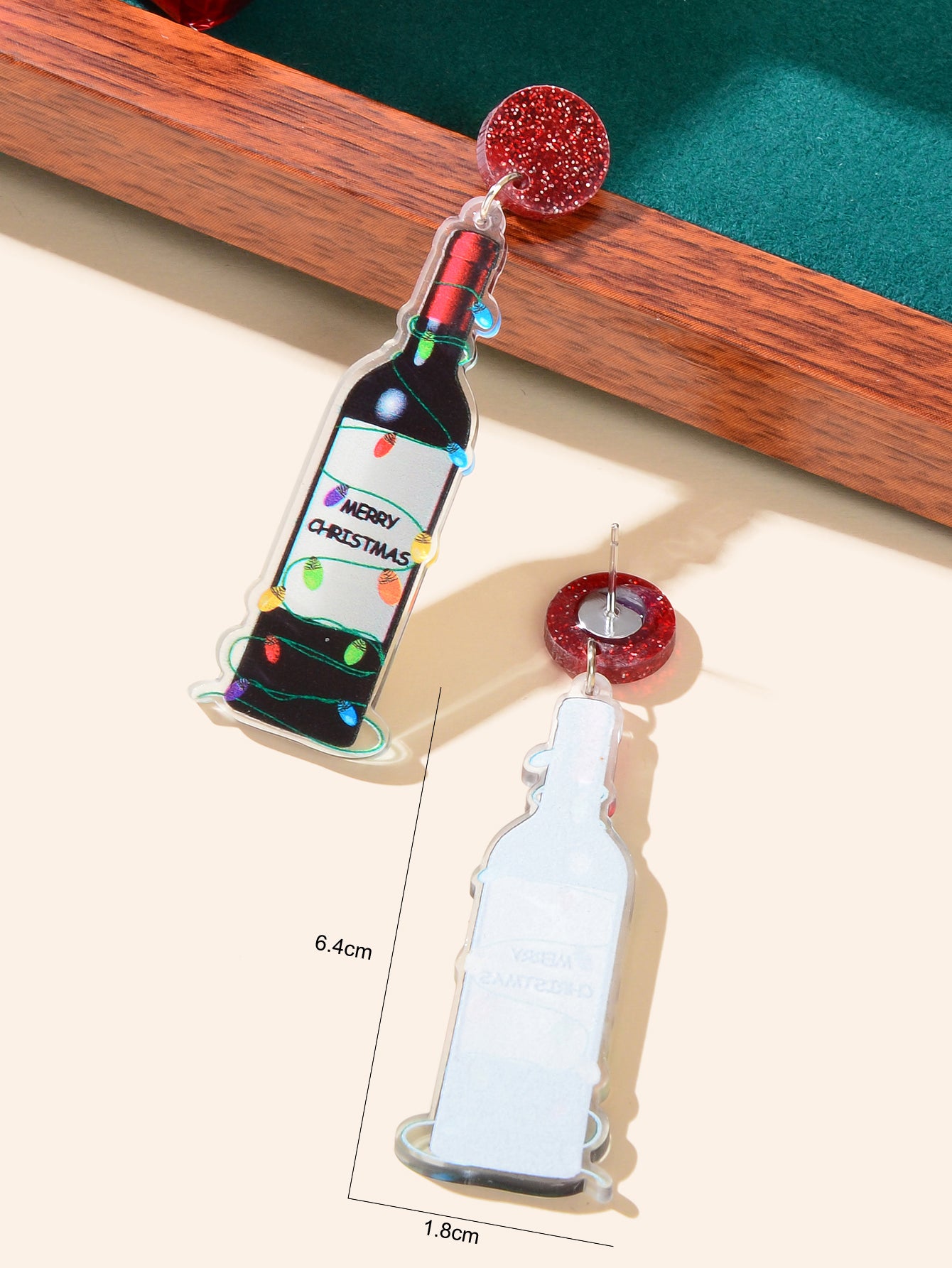 Merry Christmas Festival Jewelry Acrylic Light String Twine Wine Bottle Earrings