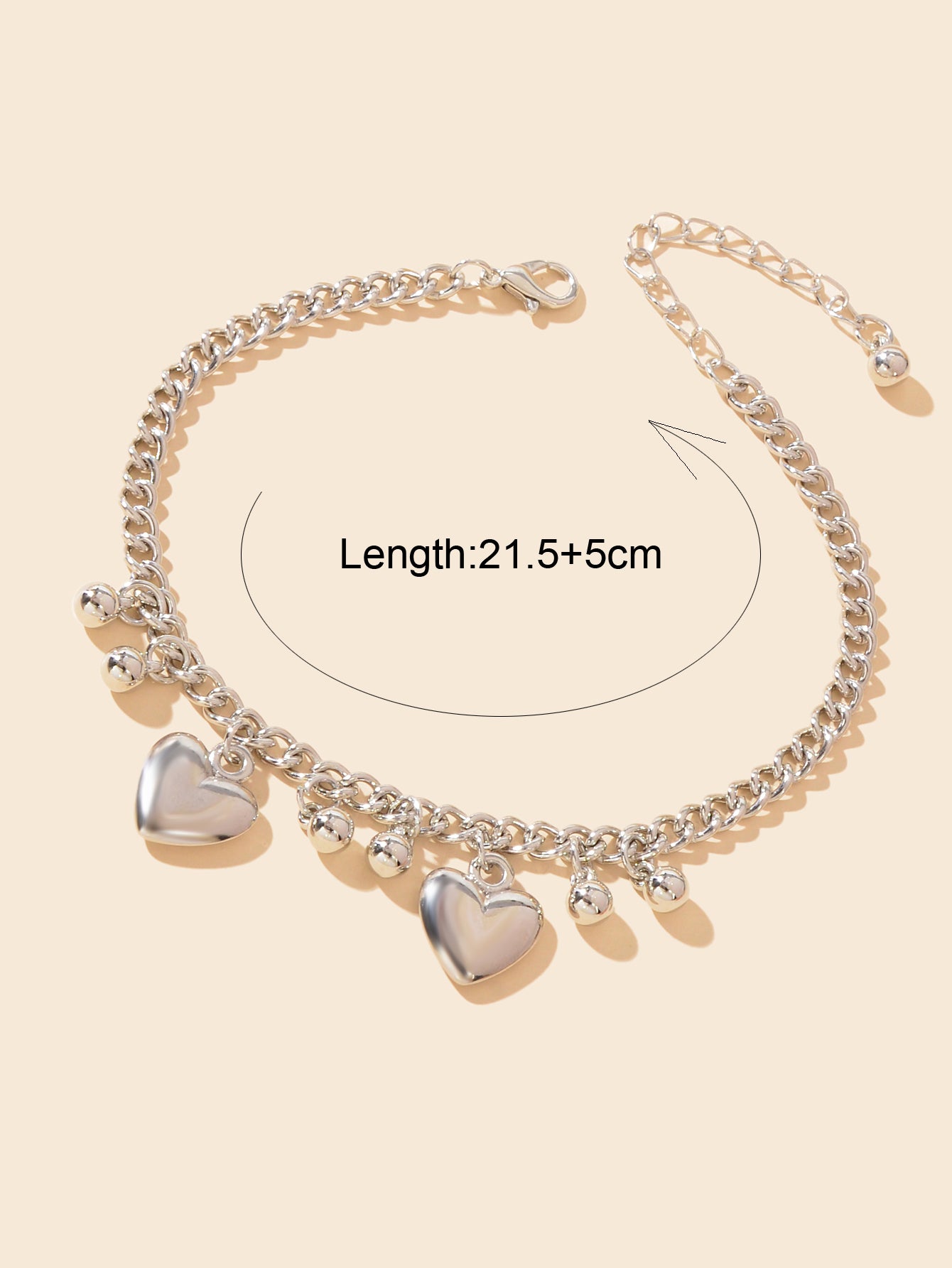 Bohemia Chic Silver Bead Heart Charm Anklet Barefoot Beach Foot Jewelry Bracelet