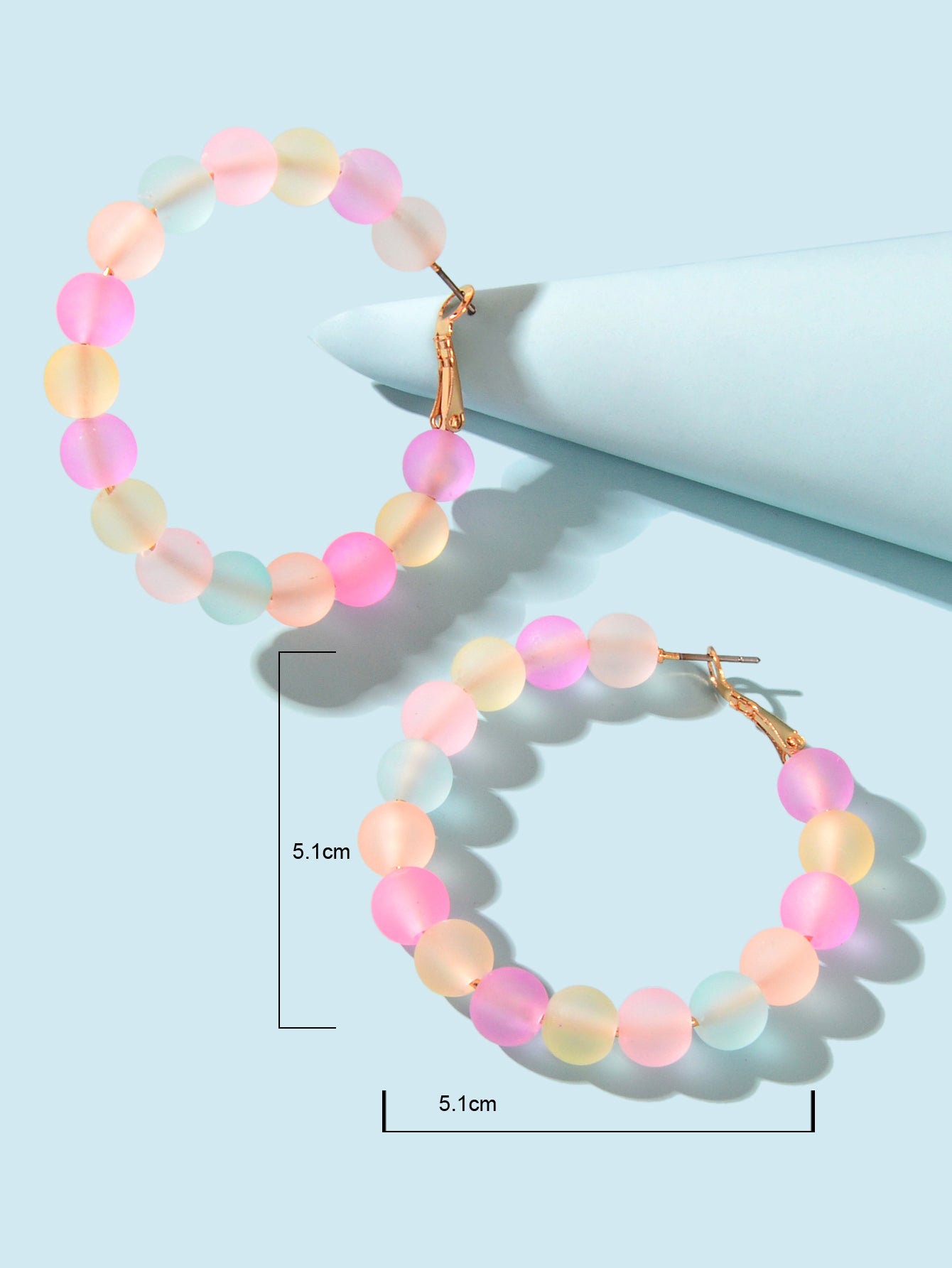 Candy Colour Handmade Acrylic Frosted Beads Circle Hoop Chunky Huggie Earrings