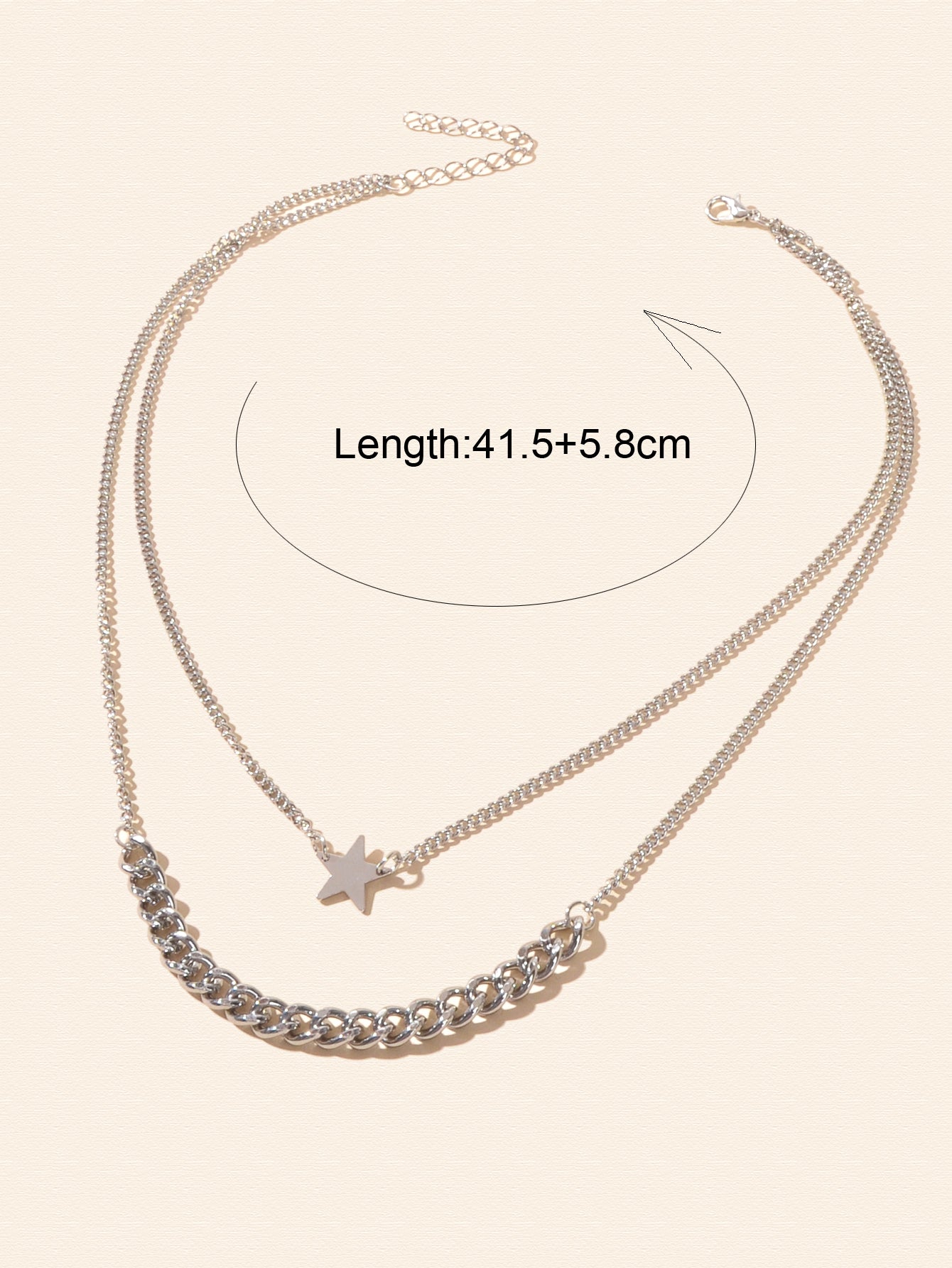 Punk Rock Double layer Silver Chain Star Charm Necklace Women Party Jewellery