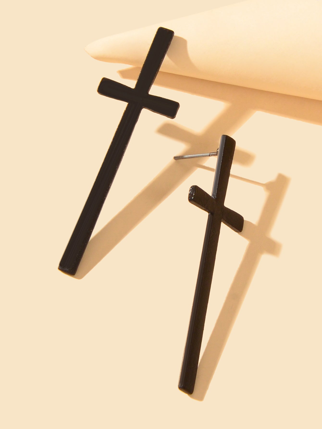 Cross Earrings Black Colour Drop Dangling Stud Girls Boys Party Gift Jewellery