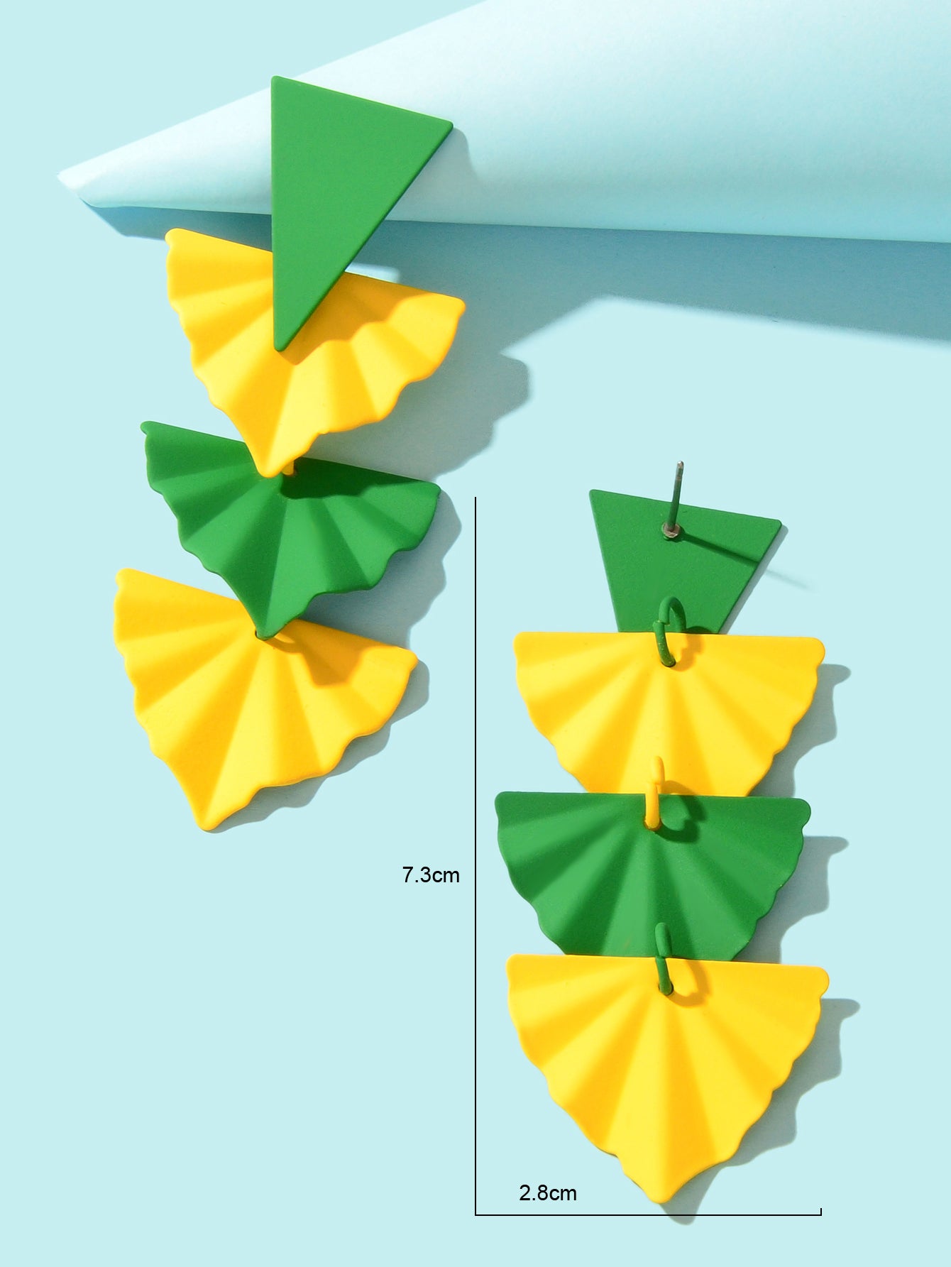 Y2k Style Candy Color Geometric Sector Triangle Stud Earrings Girl Party Jewelry