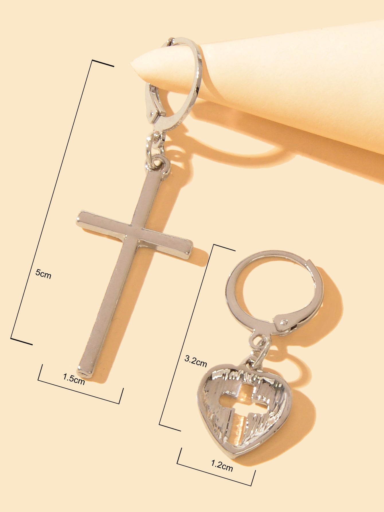 Women Girls Cross Love Heart Shaped Huggie Earrings Christmas Gift Jewellery