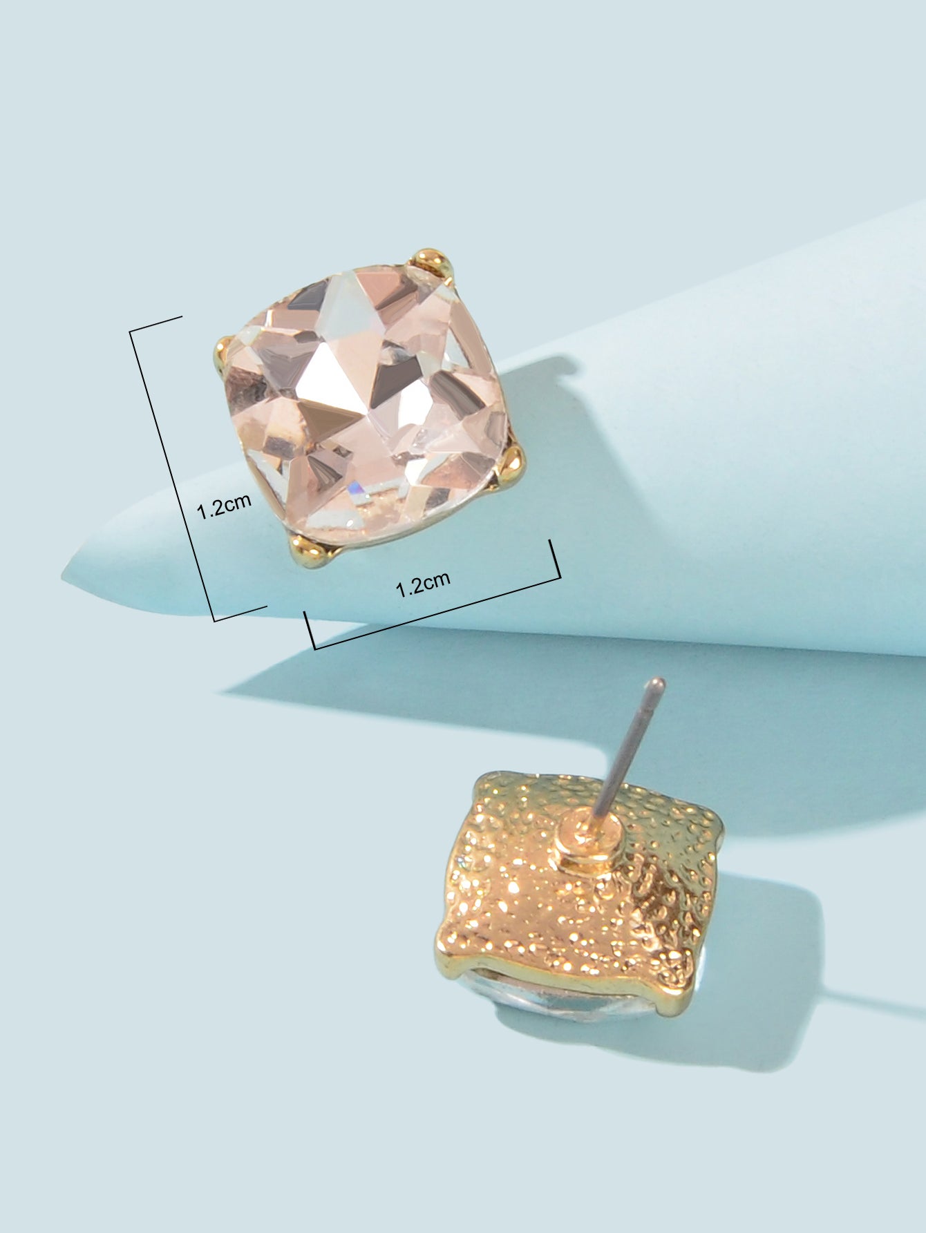 Sparkly Crystal Square Stud Wedding Bridal Pierced Mini Earrings Stud Jewellery