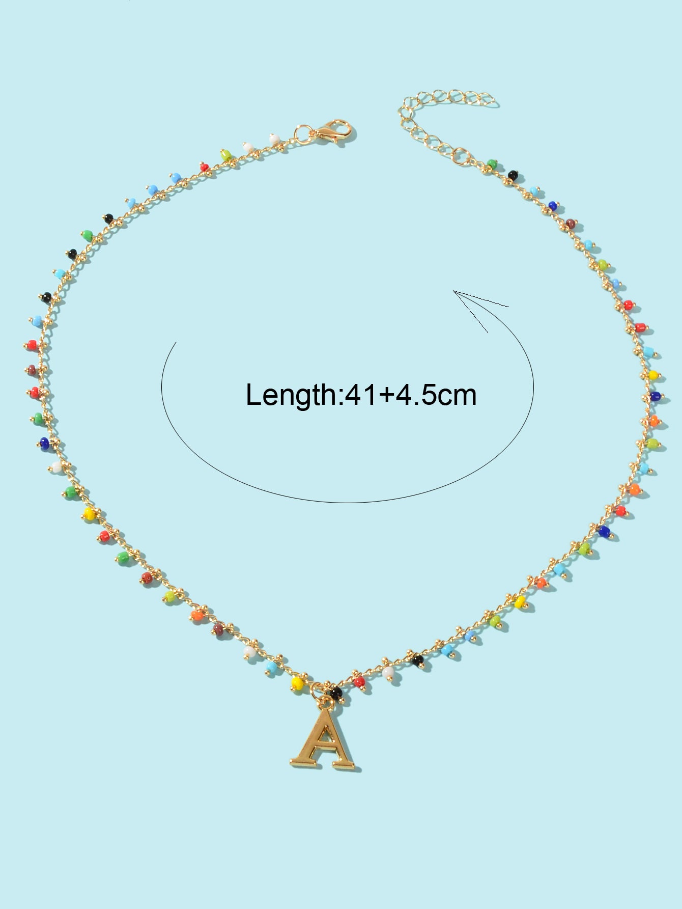 Bohemian Colorful Seed Beads Charm Chain Letter D Pendant Necklace Accessories