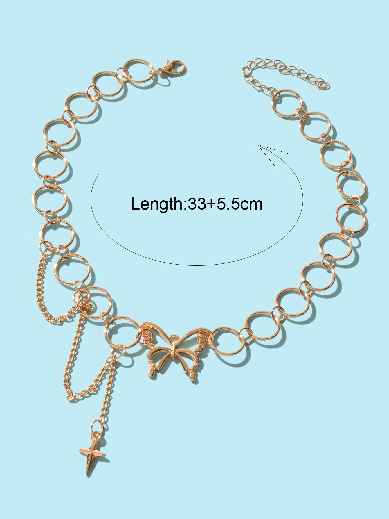 Silver Chain Star Butterfly Fringe Necklace Tassel Collar Accessories Jewellery