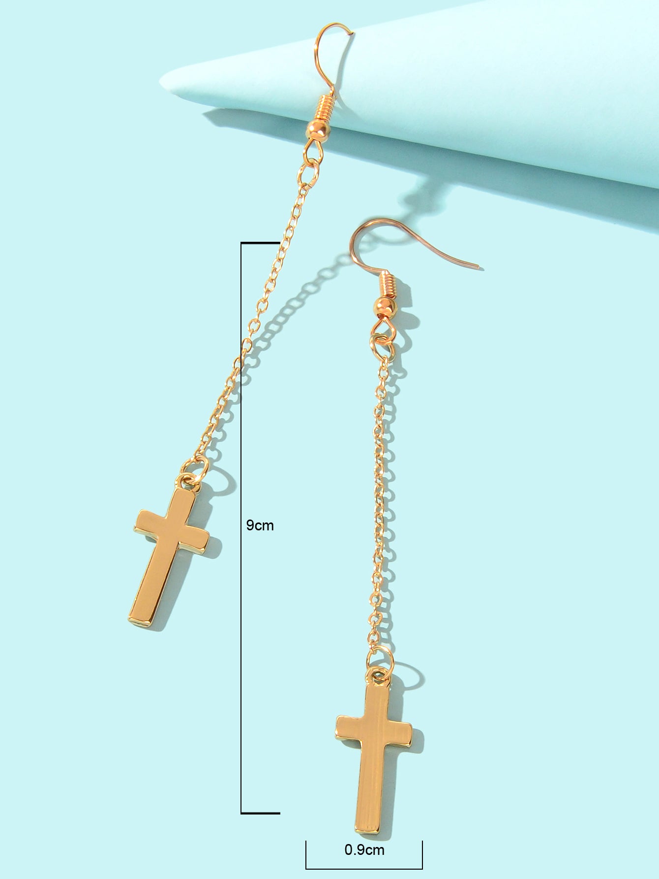 1 Pair Exquisite Long Tassel Cross Charm Earrings Fringe Chain Xmas Ear Jewelry