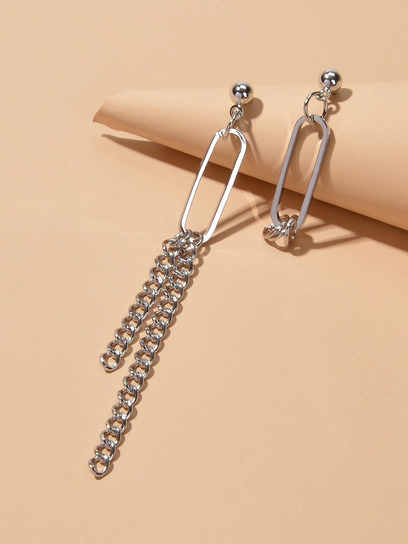 Asymmetric Jewellery Trendy Chain Dangle Pendant Punk Statement Women Earrings