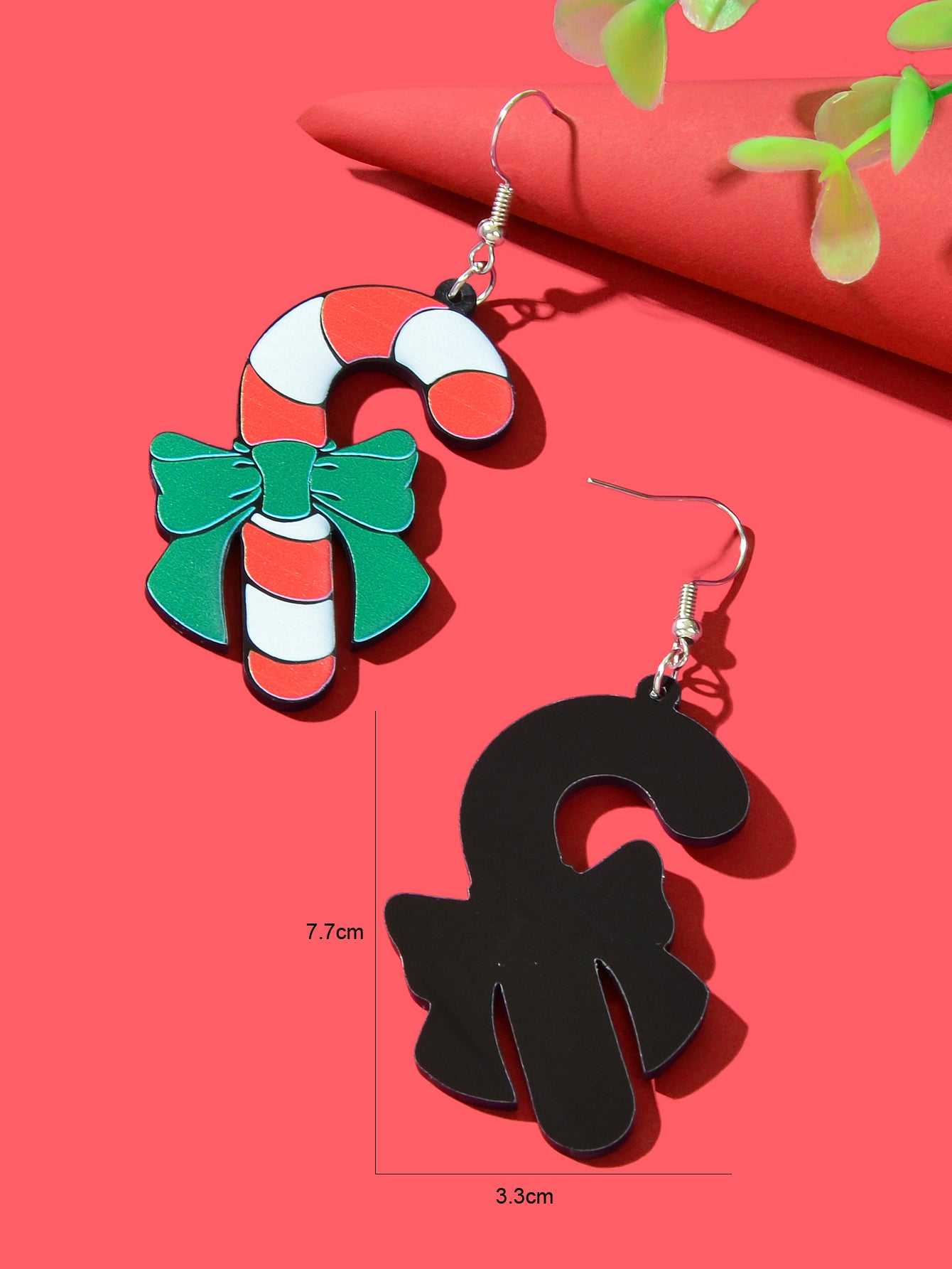 Christmas Festival Accessories Candy Cane with Bowknot Dangle Earrings for Women