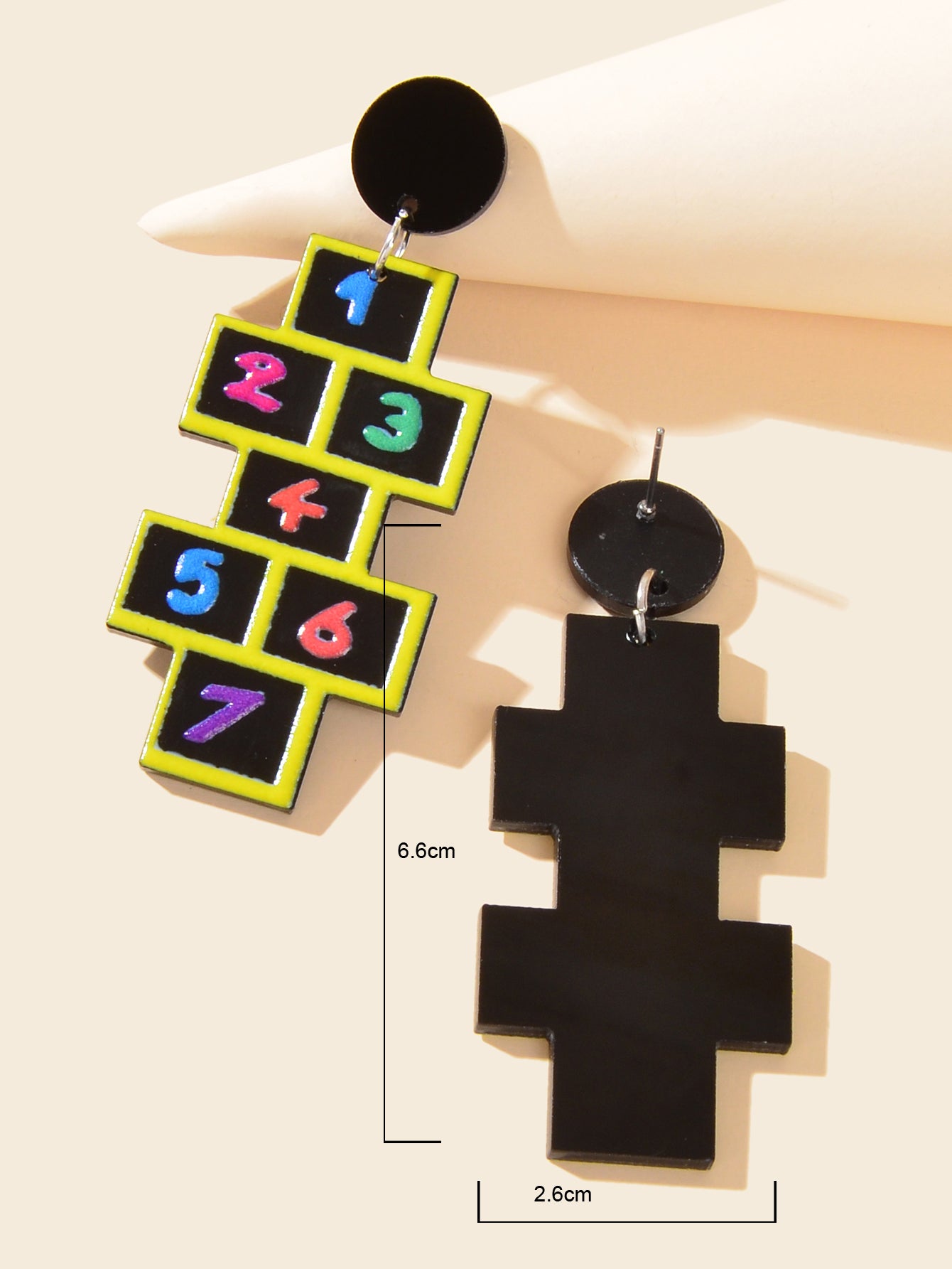 Lightweight Acrylic Colorful Number Geometric Earrings Night Club Party Jewelry