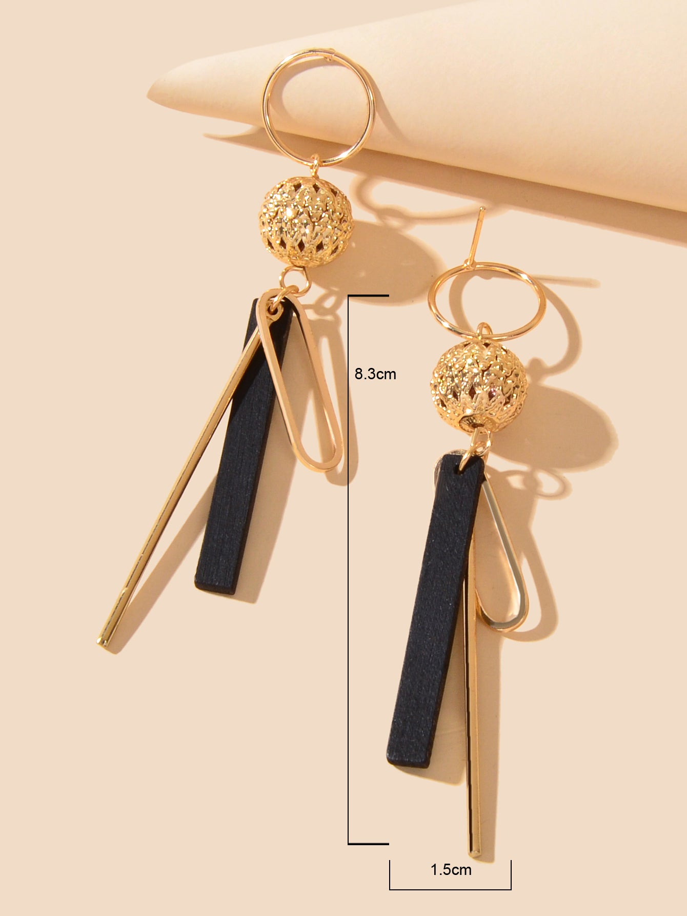 Gold Bar Dangle Geometric Line Stick Ball Circle Drop Exaggerate Square Earrings