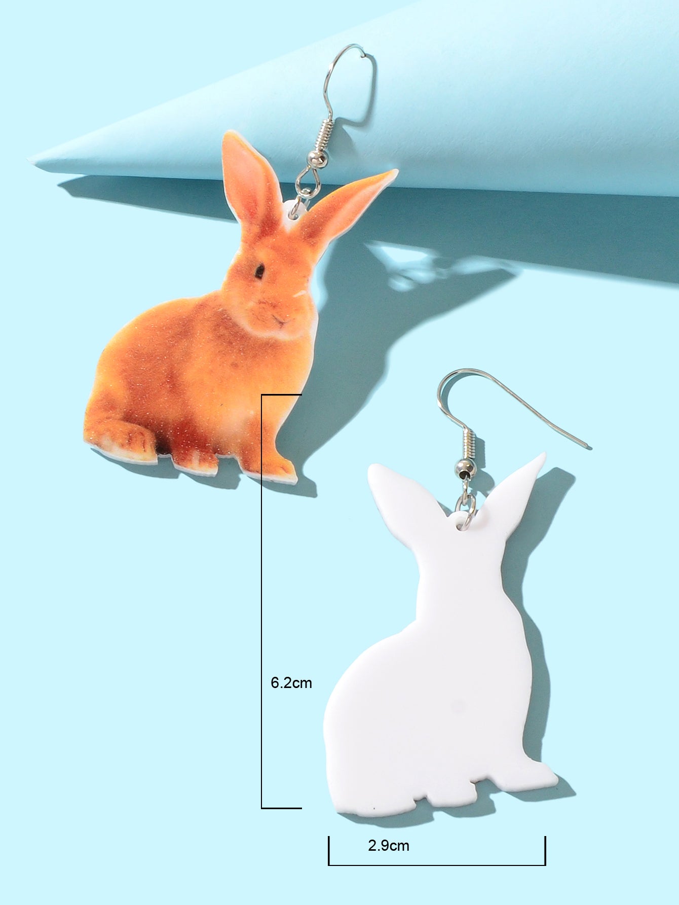 Acrylic Lifelike Rabbit Easter Bunny Dangling Earrings Lovely Animal Accessories