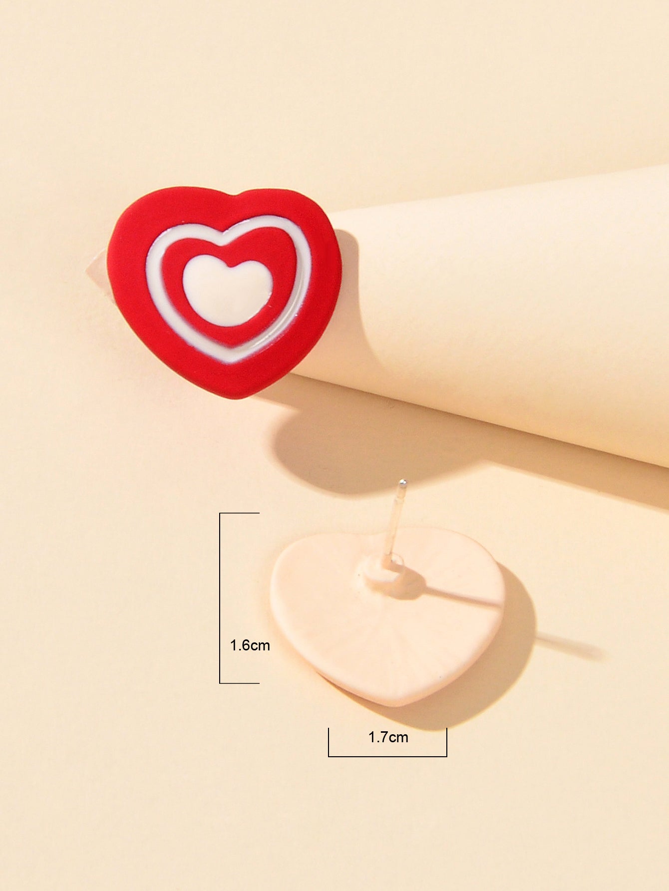 Sweet Love Red Enamel Heart Stud Earrings Asymmetrical Y2k Valentine's Day Gift