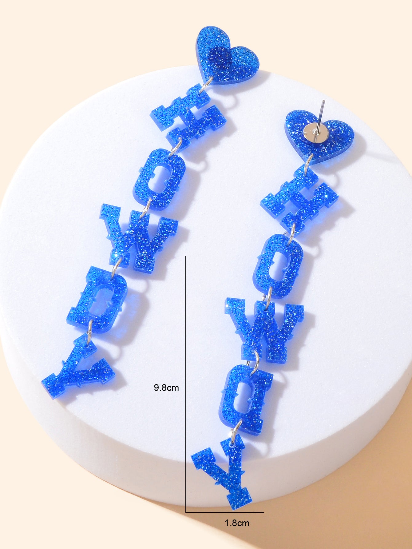 Y2k Style Sweet Sparkling Acrylic Heart Howdy Letter Long Pendant Women Earrings