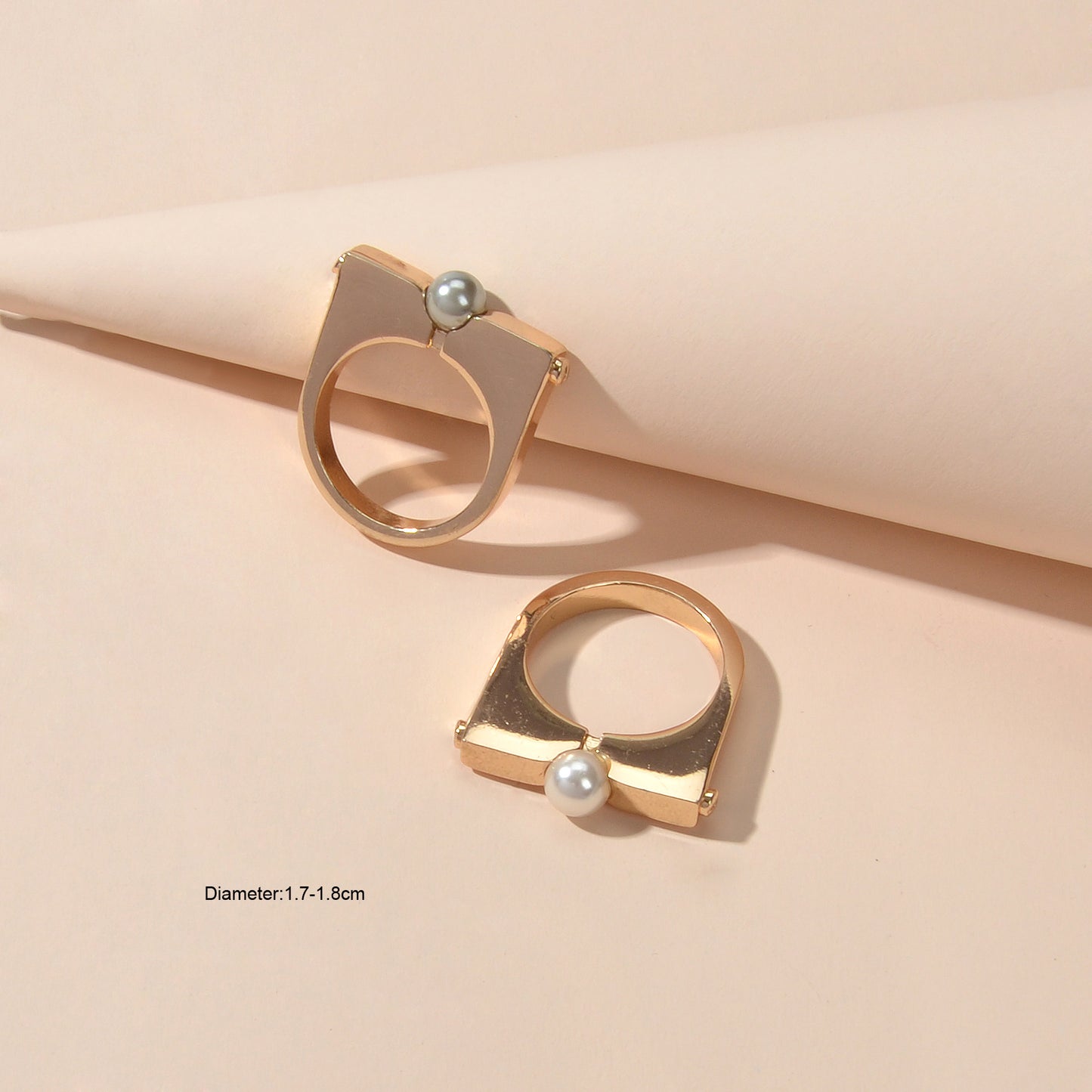 2 pcs Designer Jewellery Band Women Pearl Geometric Good Quality Finger Ring