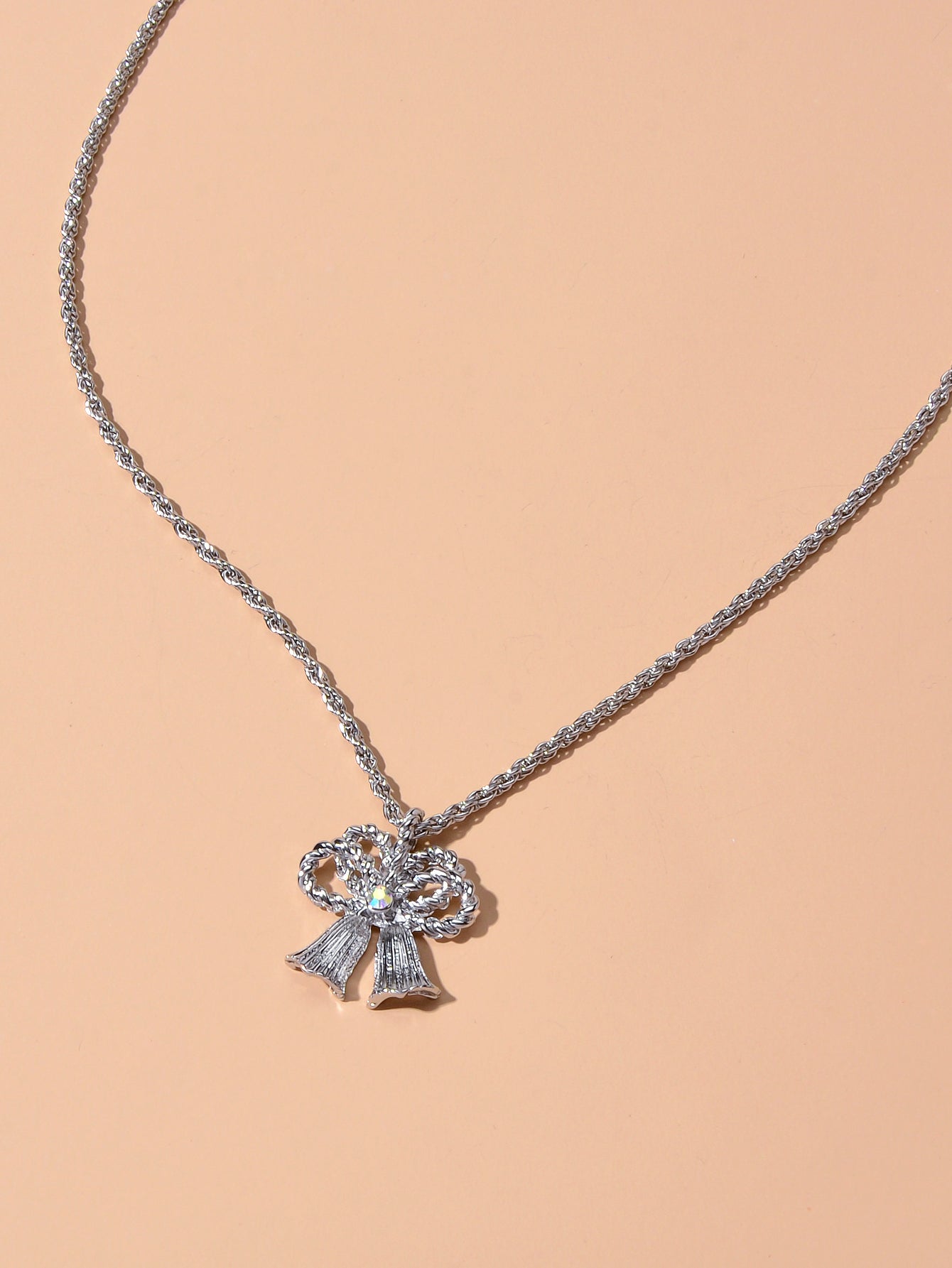 Festival Jewellery Gold Silver Chain Bow Bells Charm Necklace Women Accessories