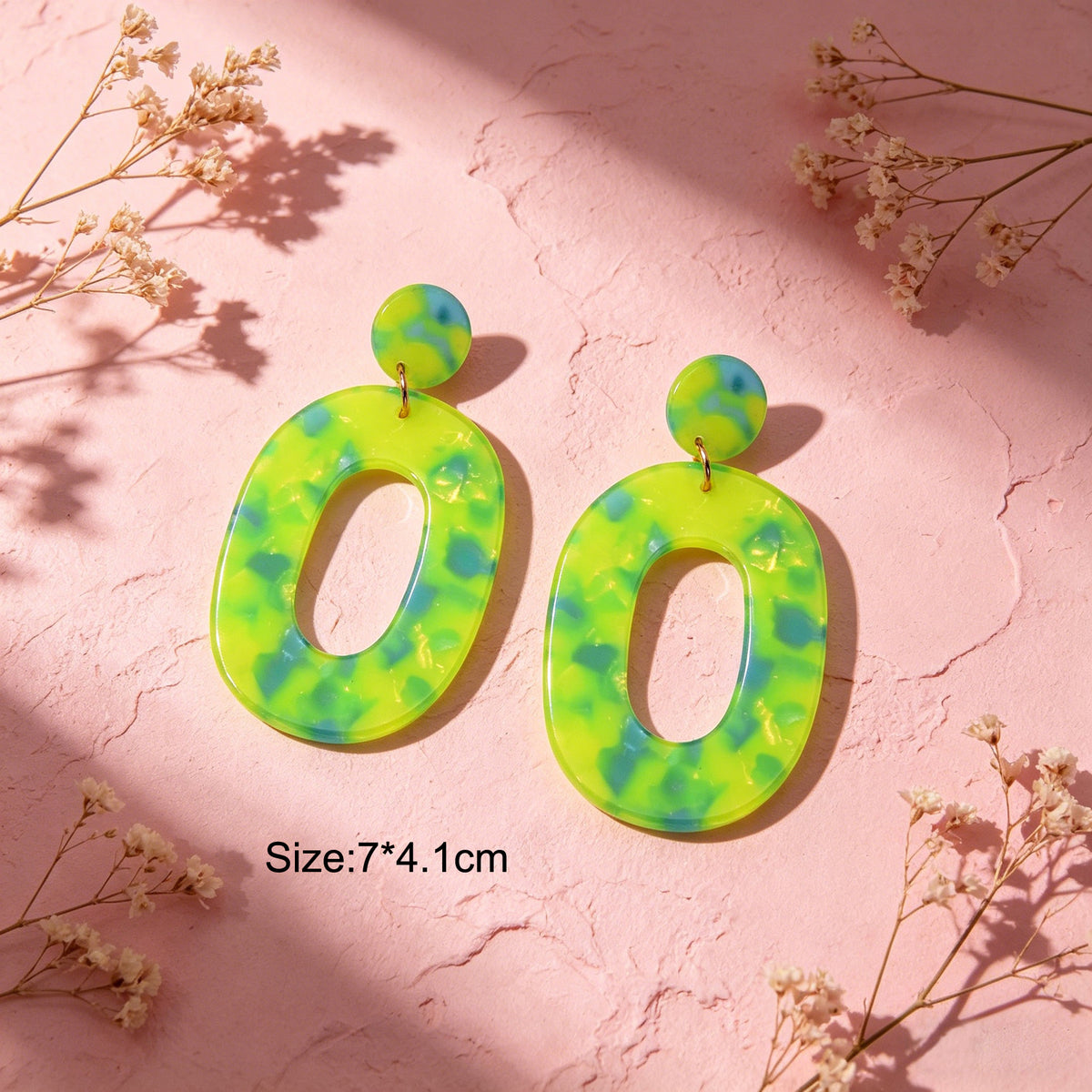 Multicolor Acrylic Dangle Drop Geometric Oval Statement Earrings 80's Party Gift