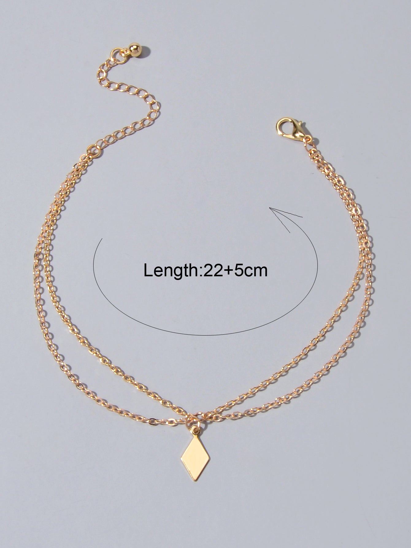 Bohemian Foot Beach Jewellery Double Layer Chain Rhombus Geometric Charm Anklet