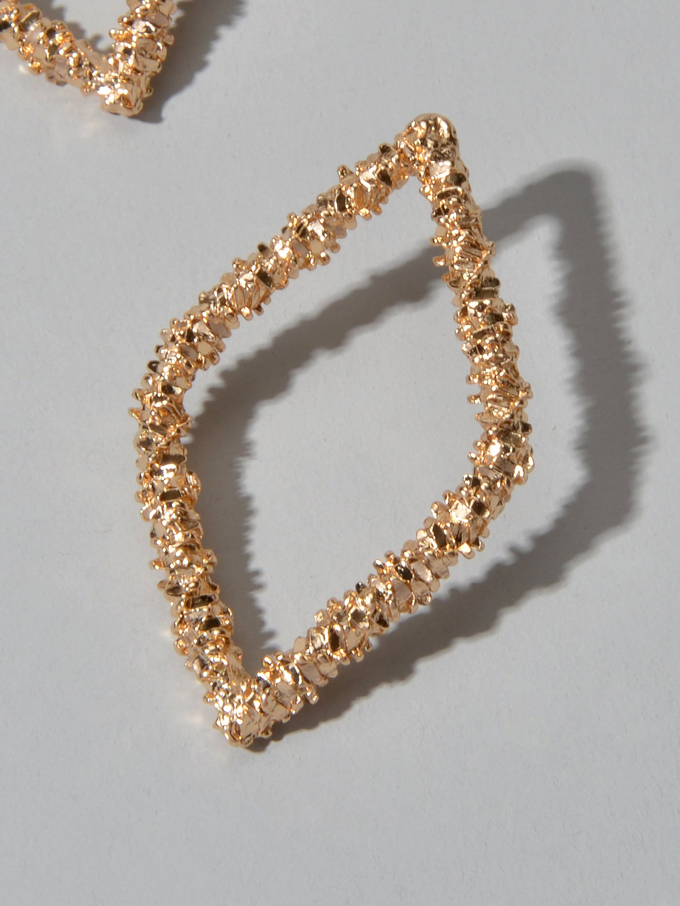 Trendy Gold Plated Rhombus Geometric Pierced Stud Earrings for Women Girls Gift