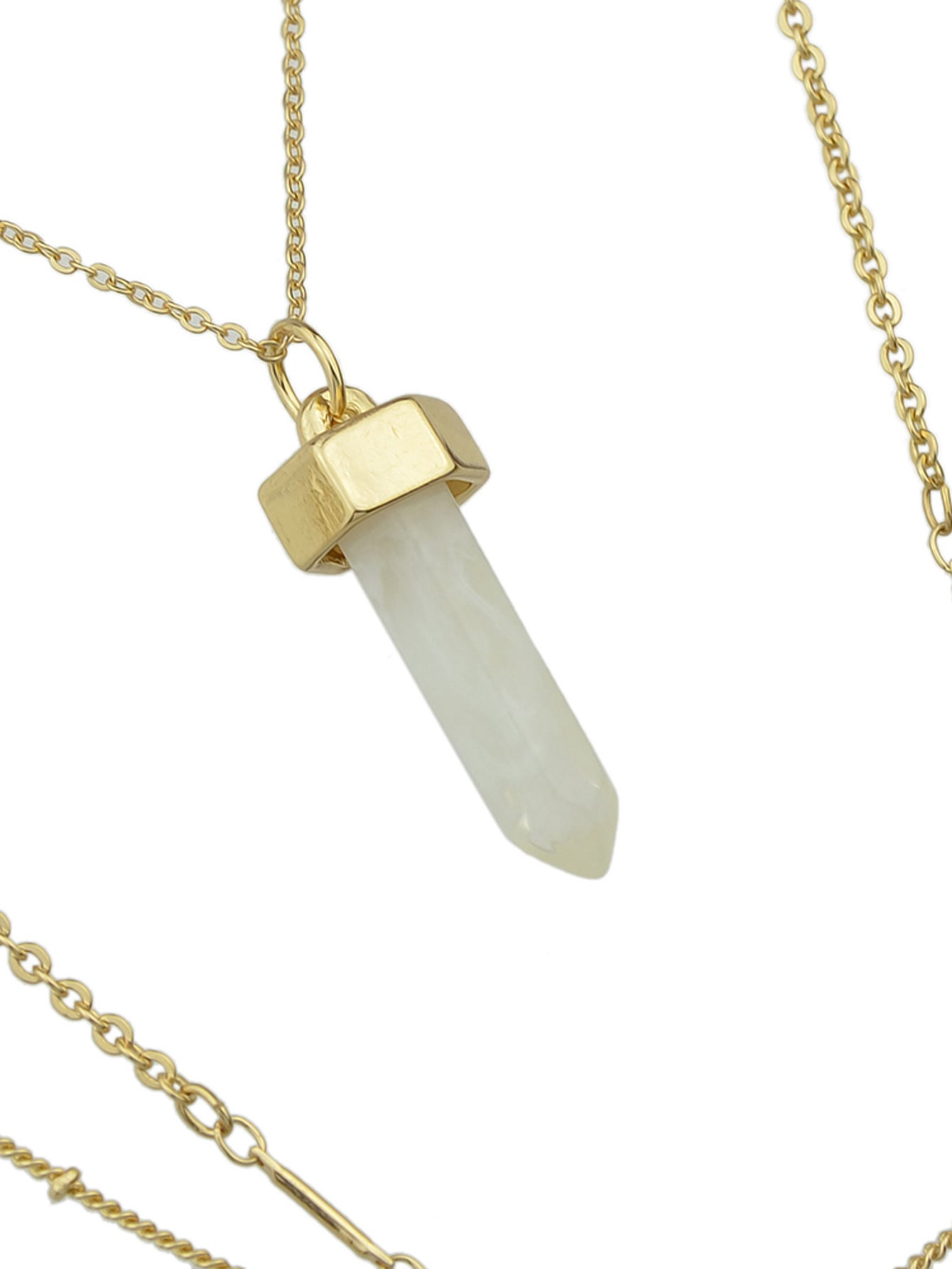 Multi-layer Gold Chain White Bullet Point Pendant Necklace Boho Chic Jewellery
