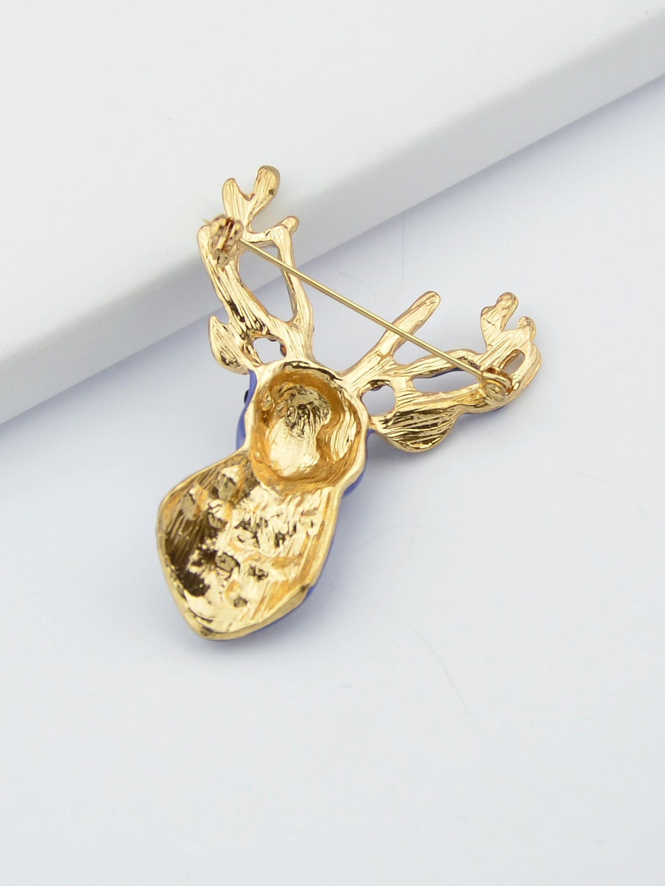 Delicate Xmas Jewellery Rhinestone Reindeer Brooch Purple Deer Head Animals Pin