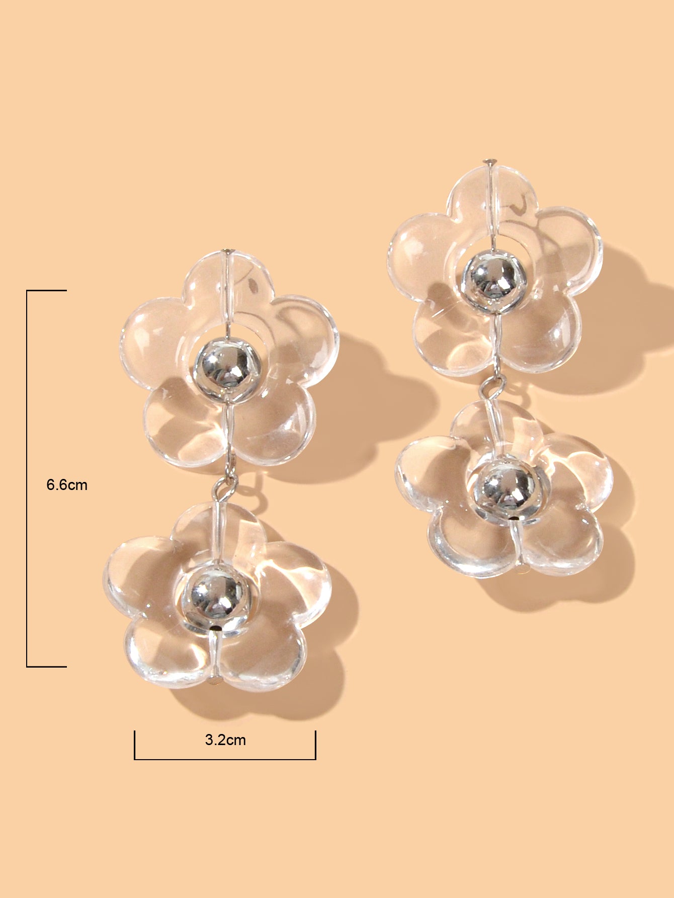 Transparent Flower Chunky Resin Acrylic Big Statement Pierced Earrings for Party