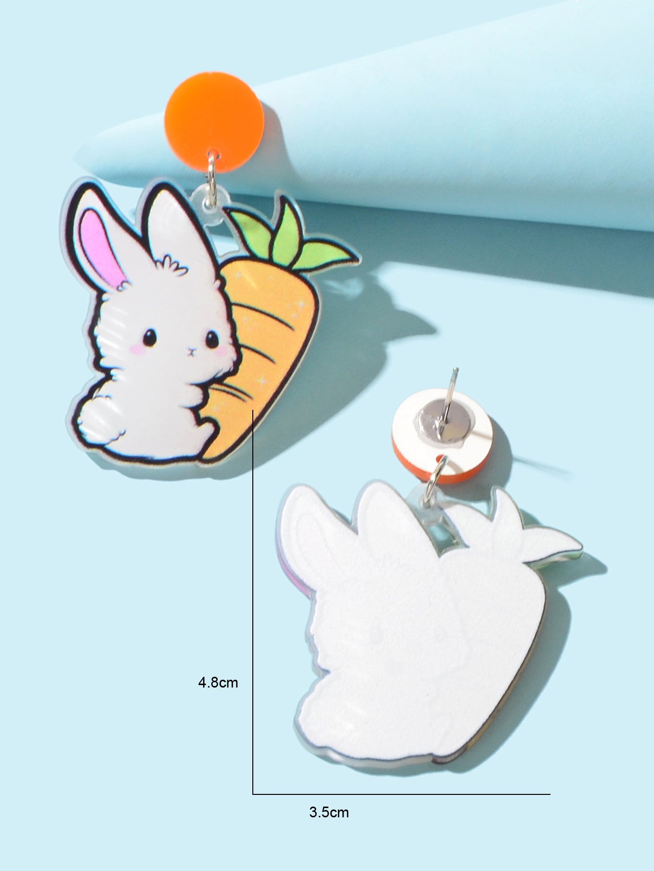 New Easter Gift Bunny Earrings Acrylic Carrot Rabbit Dangling Stud Girls Jewelry