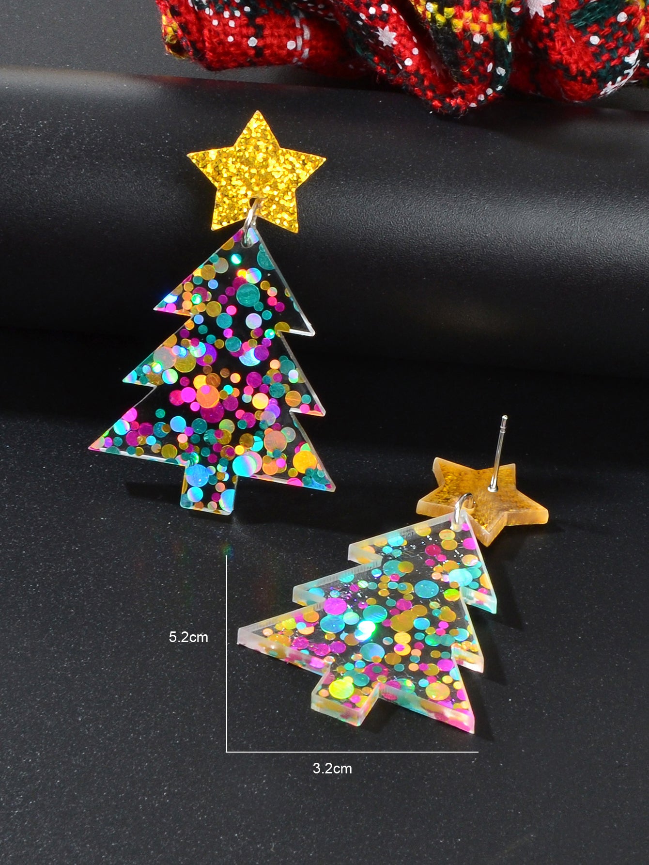 Sparkling Colorful Sequin Star Christmas Tree Dangle Earrings Festival Jewellery