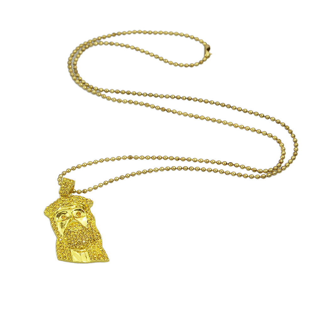 Designer Jewellery Long Silver Gold Popcorn Chain Rhinestone Avatar Pendant Necklace