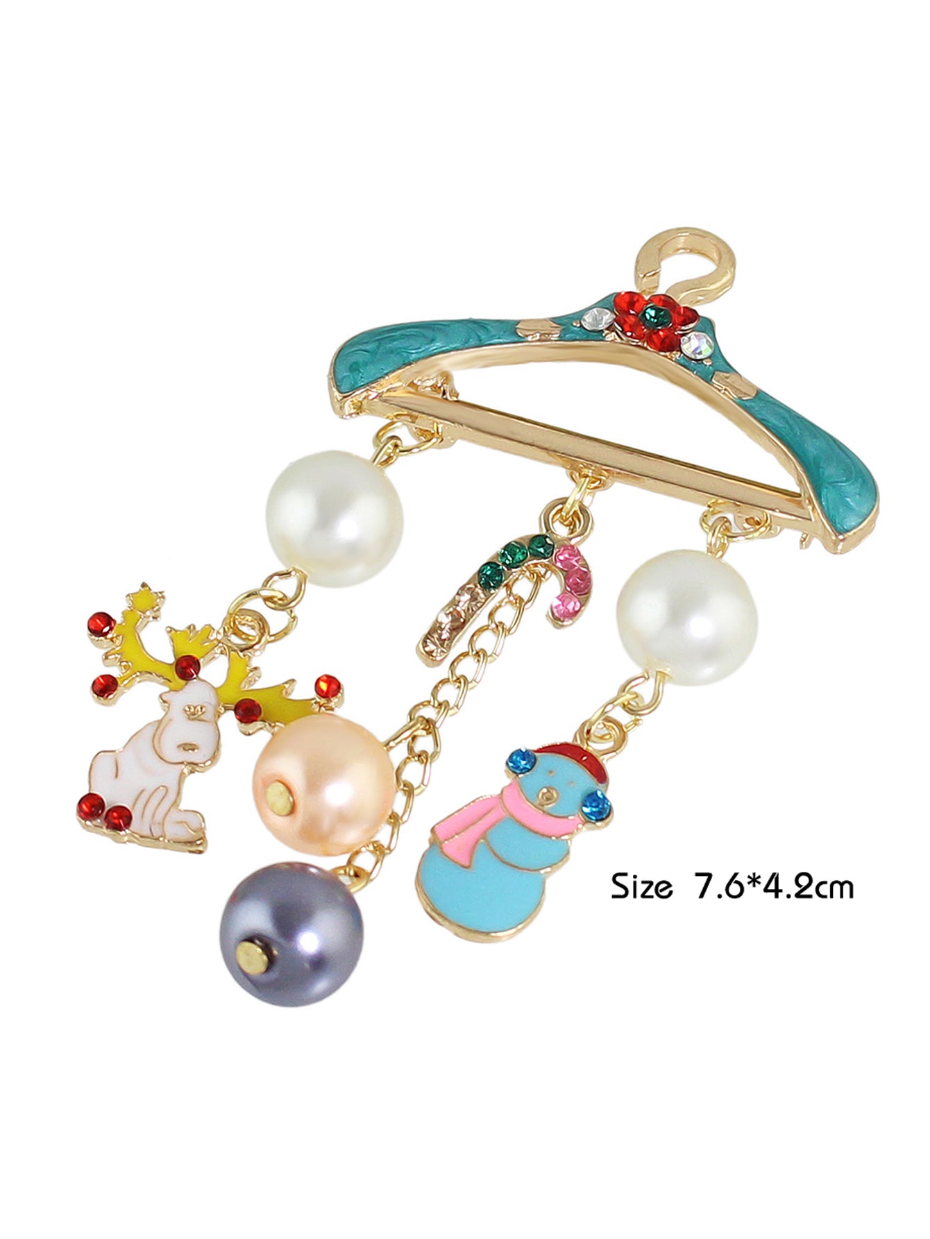 Christmas Pearl Snowman Candy Cane Colorful Coat Hanger Reindeer Brooch Deer Pin