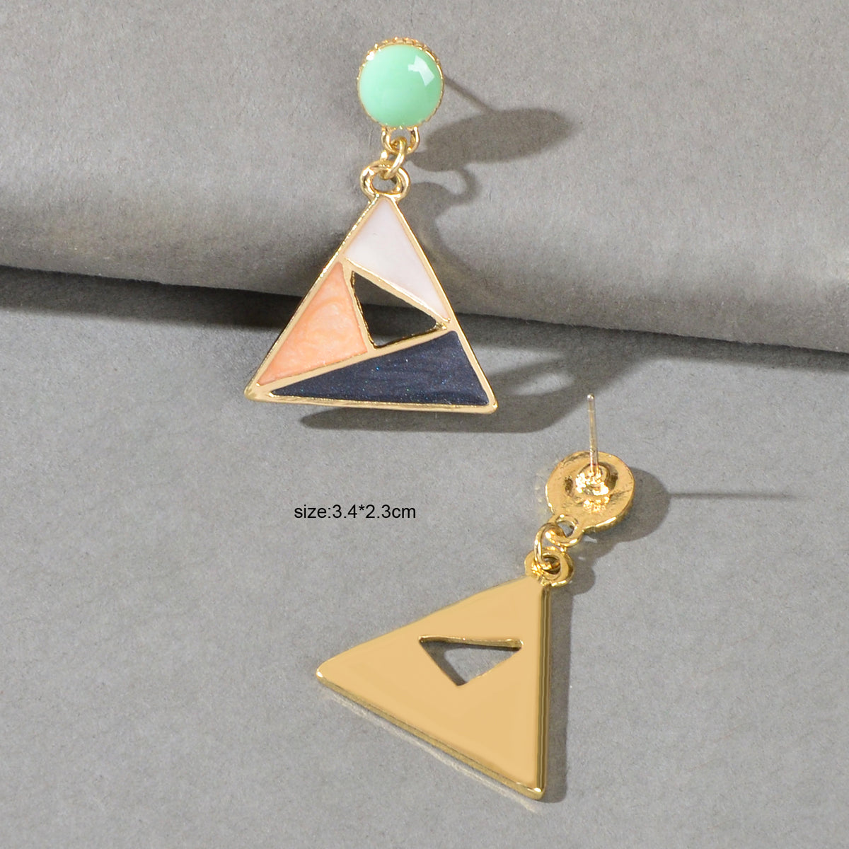 Trendy Multi-colored Enamel Triangle Geometric Dangle Party Designer Earrings