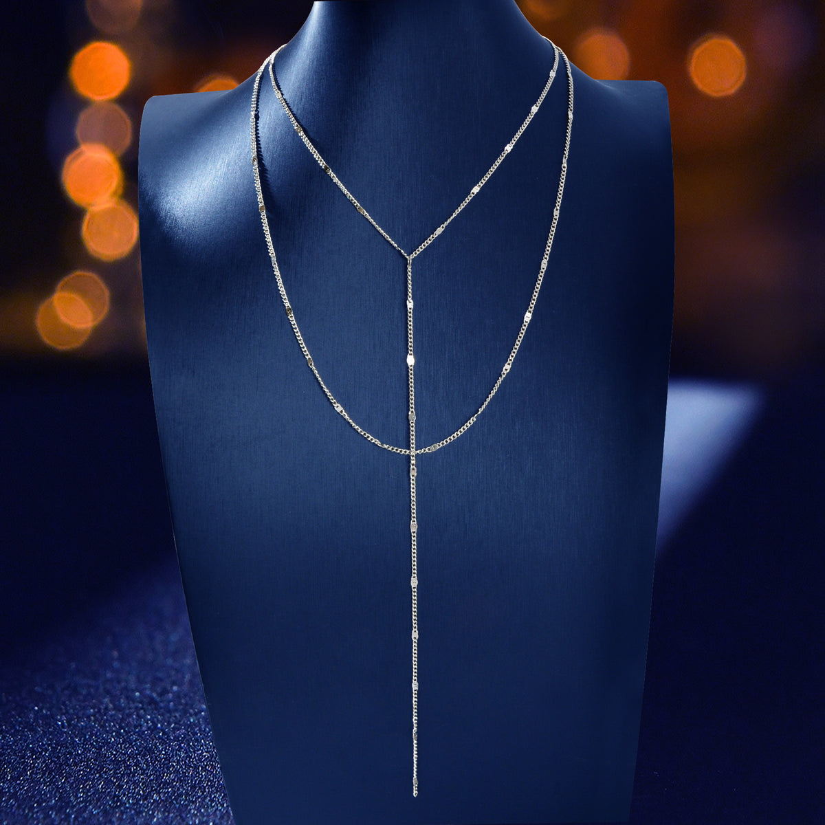 2pcs Multi-layer Long Chain Tassel Fringe Necklace Double Chokers Accessories