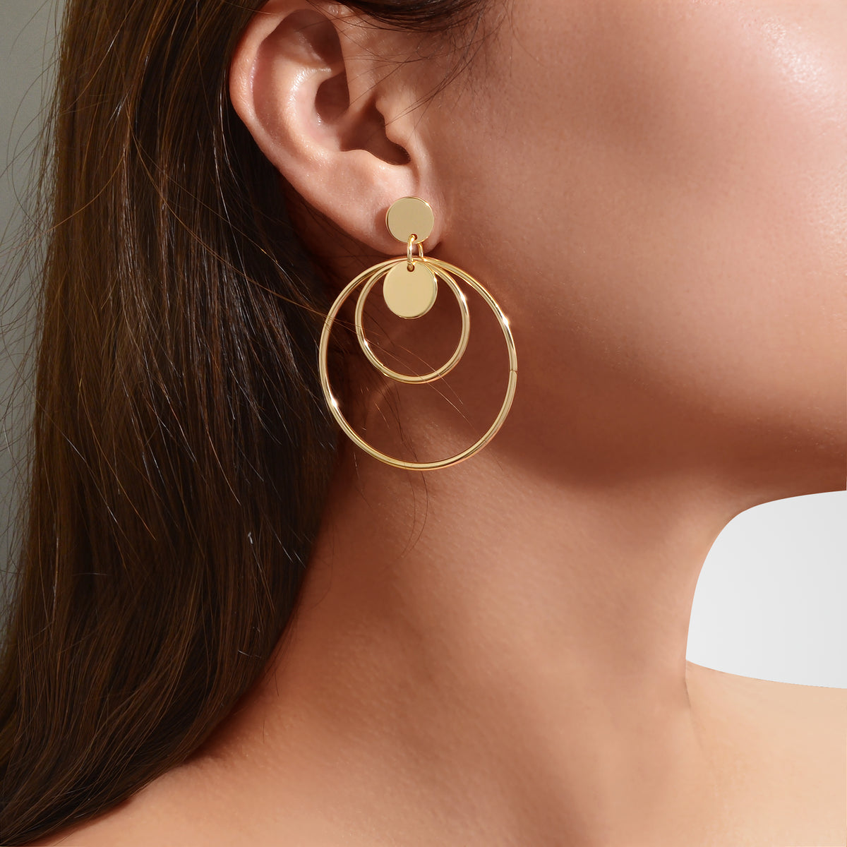 Fashion Gold Silver Circle Disc Charm Dangle Hoop Earrings Stunning Accessories