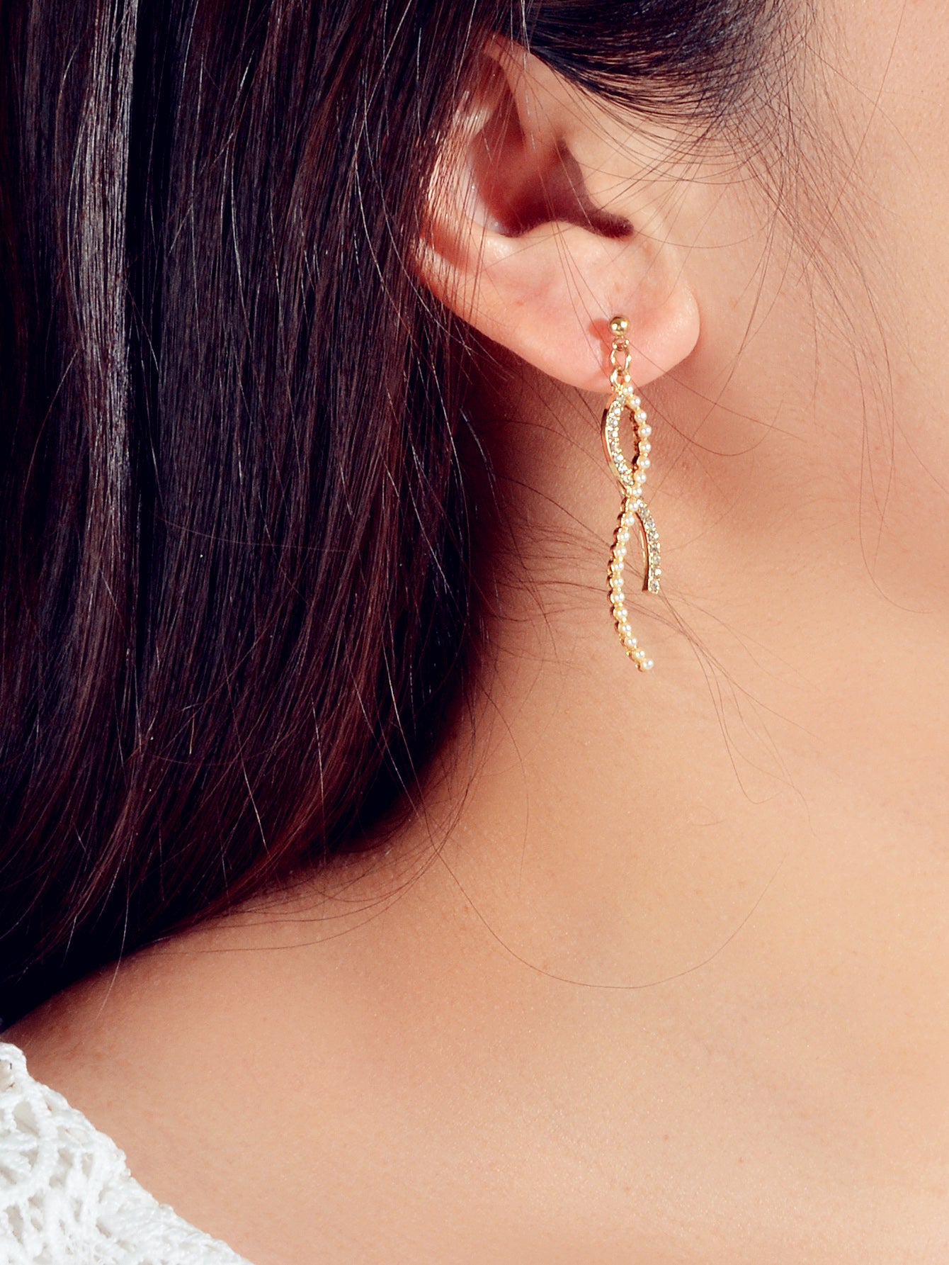 Textured Full Rhinestone Pearl Luxurious S Dangle Earrings Wedding Anniversary