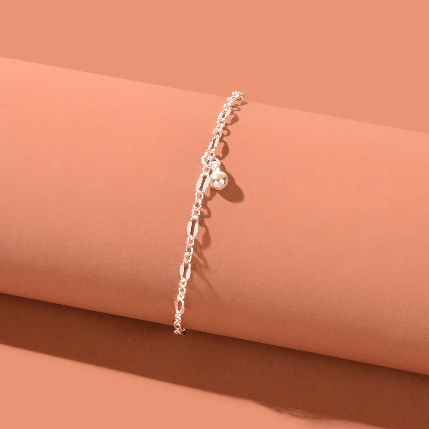 Foot Jewelry Bead Decor Silvery Chain Fashion Anklet for Women Beach Accessories