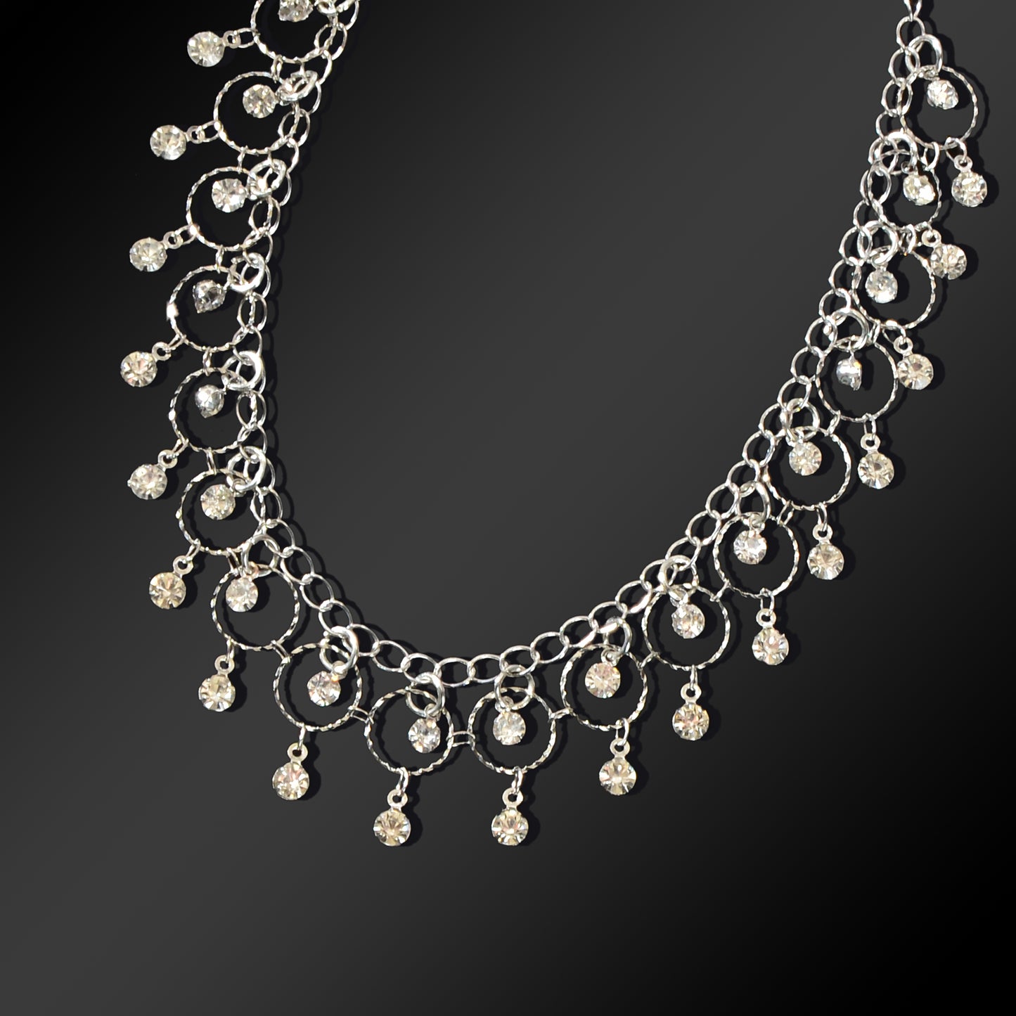 Luxurious Silver Chain Dangling Rhinestone Charm Anklet Foot Jewelry Party Gift