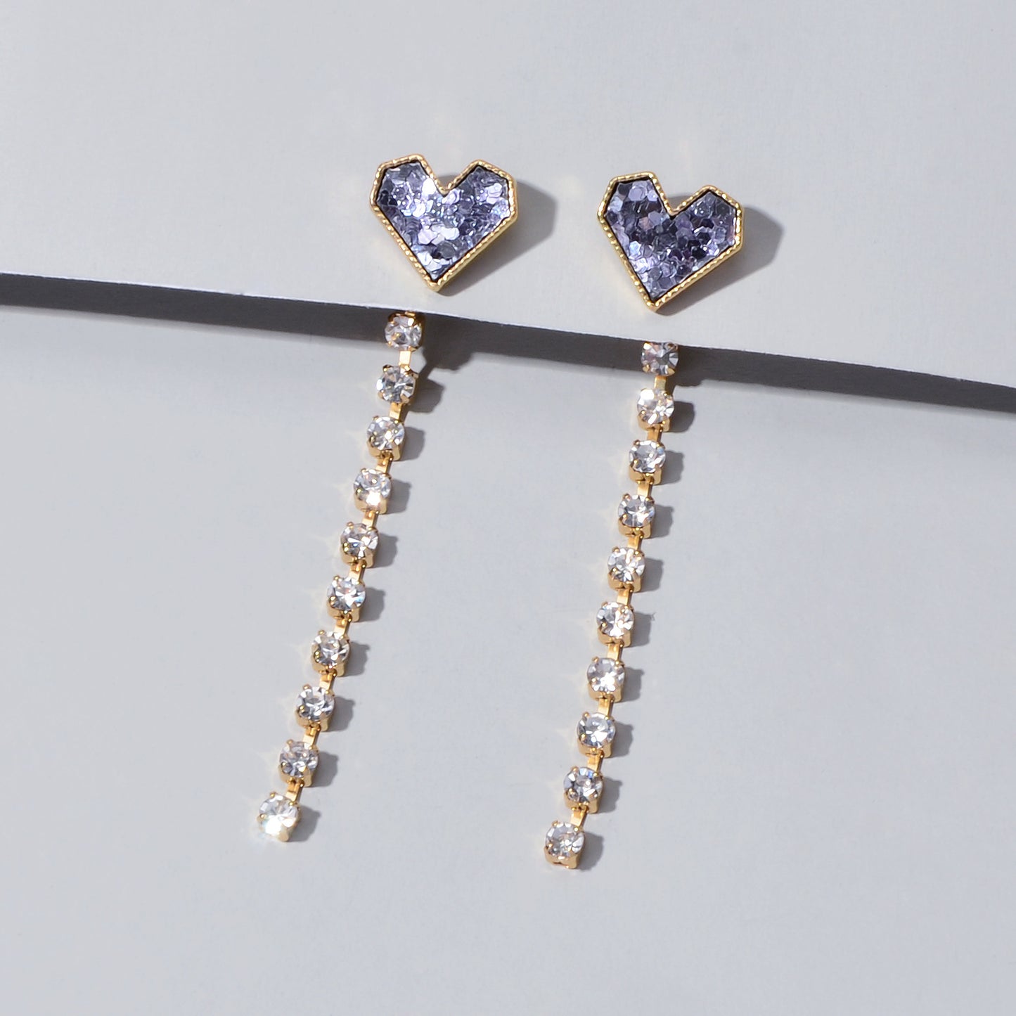 Designer Jewellery Rhinstone Long Chain Sequins Heart Star Earrings Ear Jacket