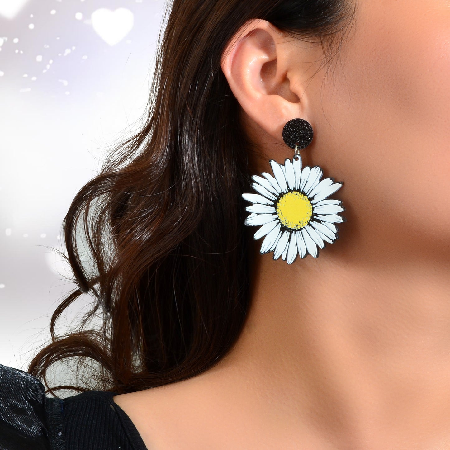 Romantic White Flower Daisy Acrylic Dangle Earrings Women Party Holiday Jewelry