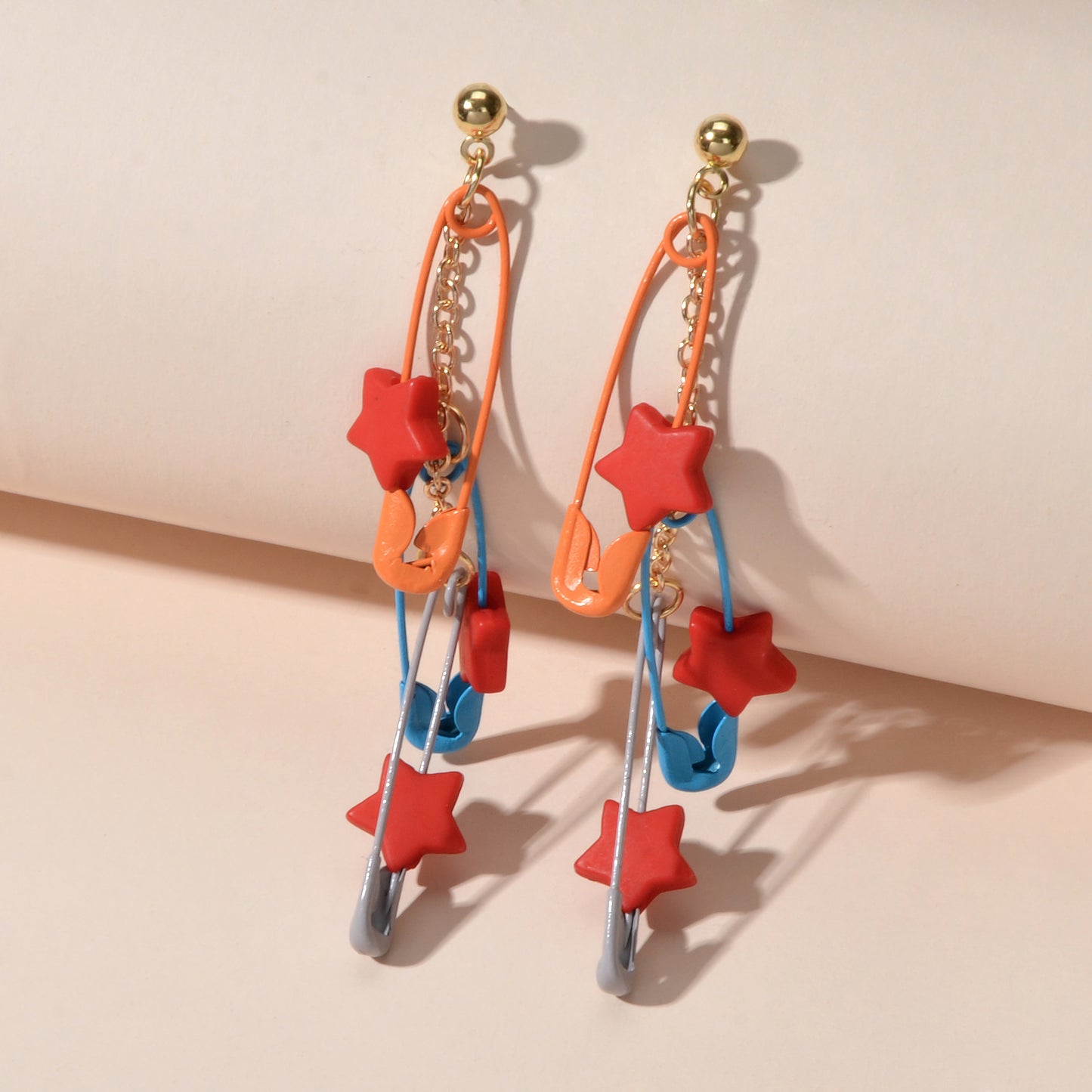 Unique Designer Hip Hop Jewellery Multi-colored Pin Star Charm Dangle Earrings