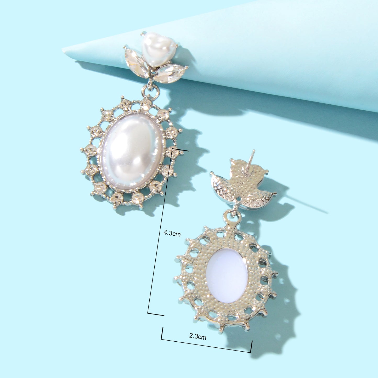 High Quality Imitation Pearl and Rhinestone Decor Dangle Earrings Party Prom Jewelry
