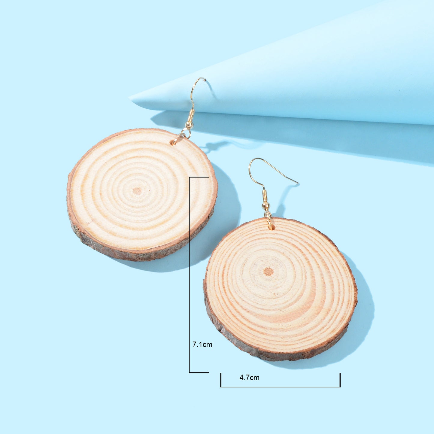 American Jewelry Ethnic Style Annual Rings Wood Dangle Hook Earrings for Holiday