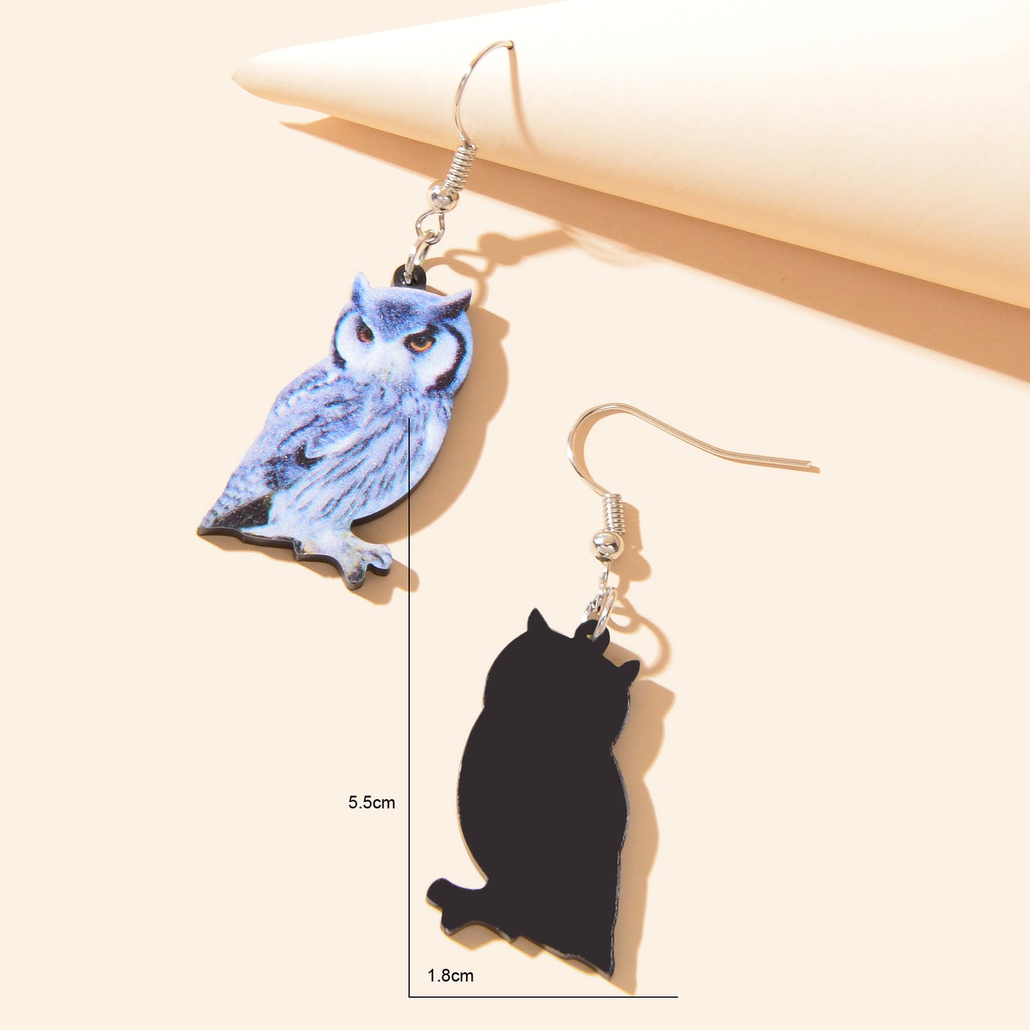 Personality Animal Accessories Blue Acrylic Lightweight Owl Dangle Hook Earrings