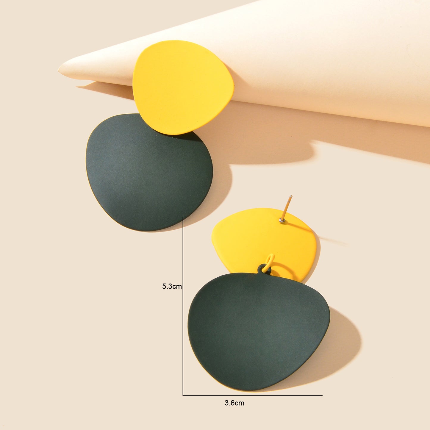 Yellow Dark Green Geometric Big Earrings Women Social gatherings Jewelry
